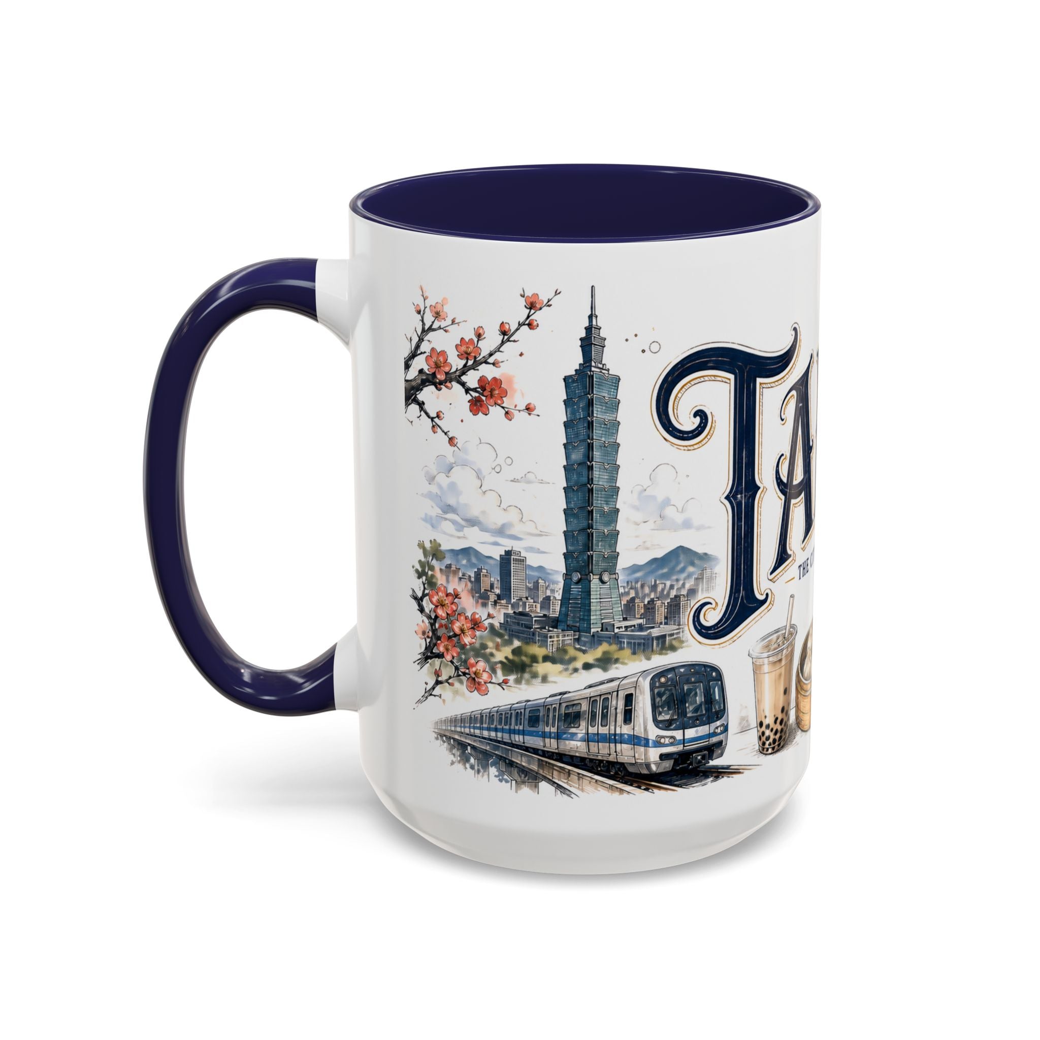 Taipei Coffee Mug | Taiwan Travel Souvenir | Vintage Illustrated City Gift | 11 oz 15 oz Accent Mug