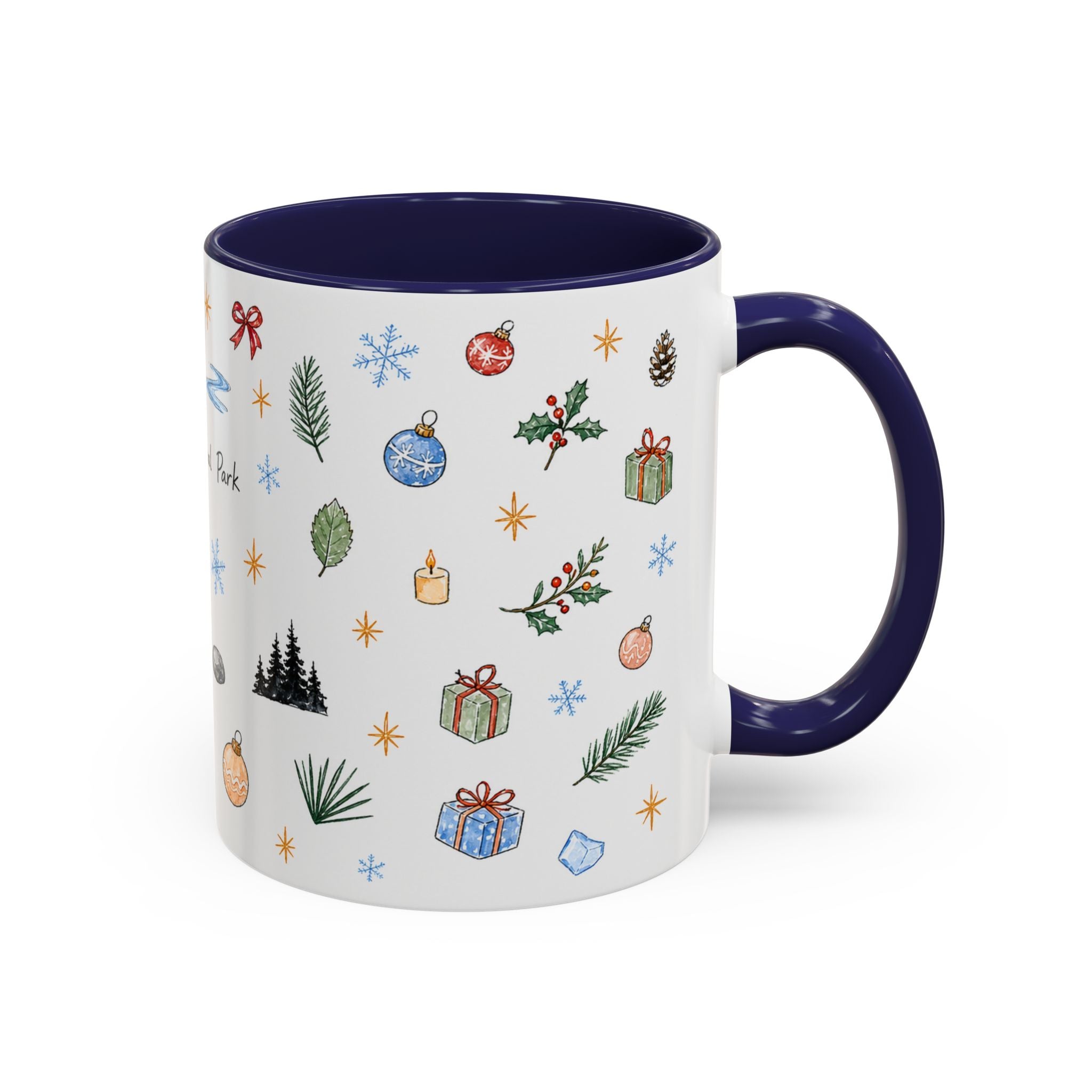 Denali National Park Christmas Mug | Watercolor Travel Souvenir | Holiday Gift | Accent Ceramic Coffee Cup 11oz 15oz