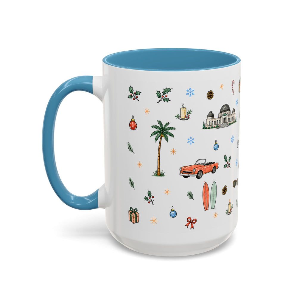 Los Angeles Christmas Mug | Watercolor City Souvenir | Ceramic Coffee Cup (11oz or 15oz)