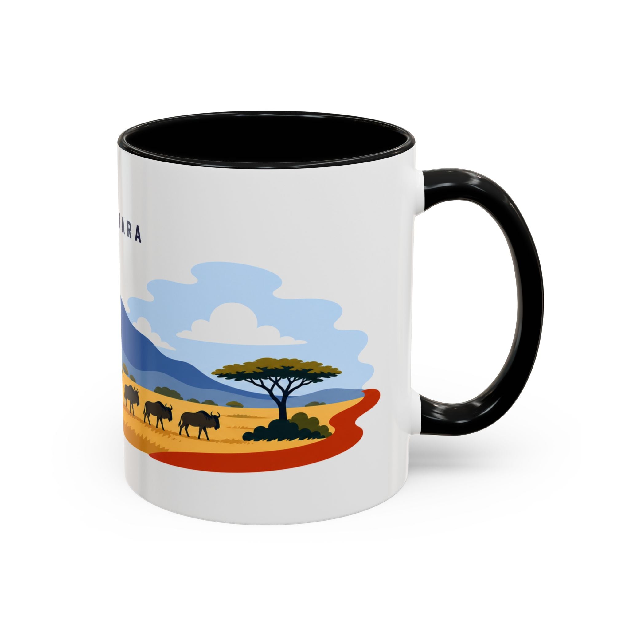 Masai Mara Coffee Mug | Travel Destination Souvenir Gift | Accent Color Ceramic 11oz 15oz
