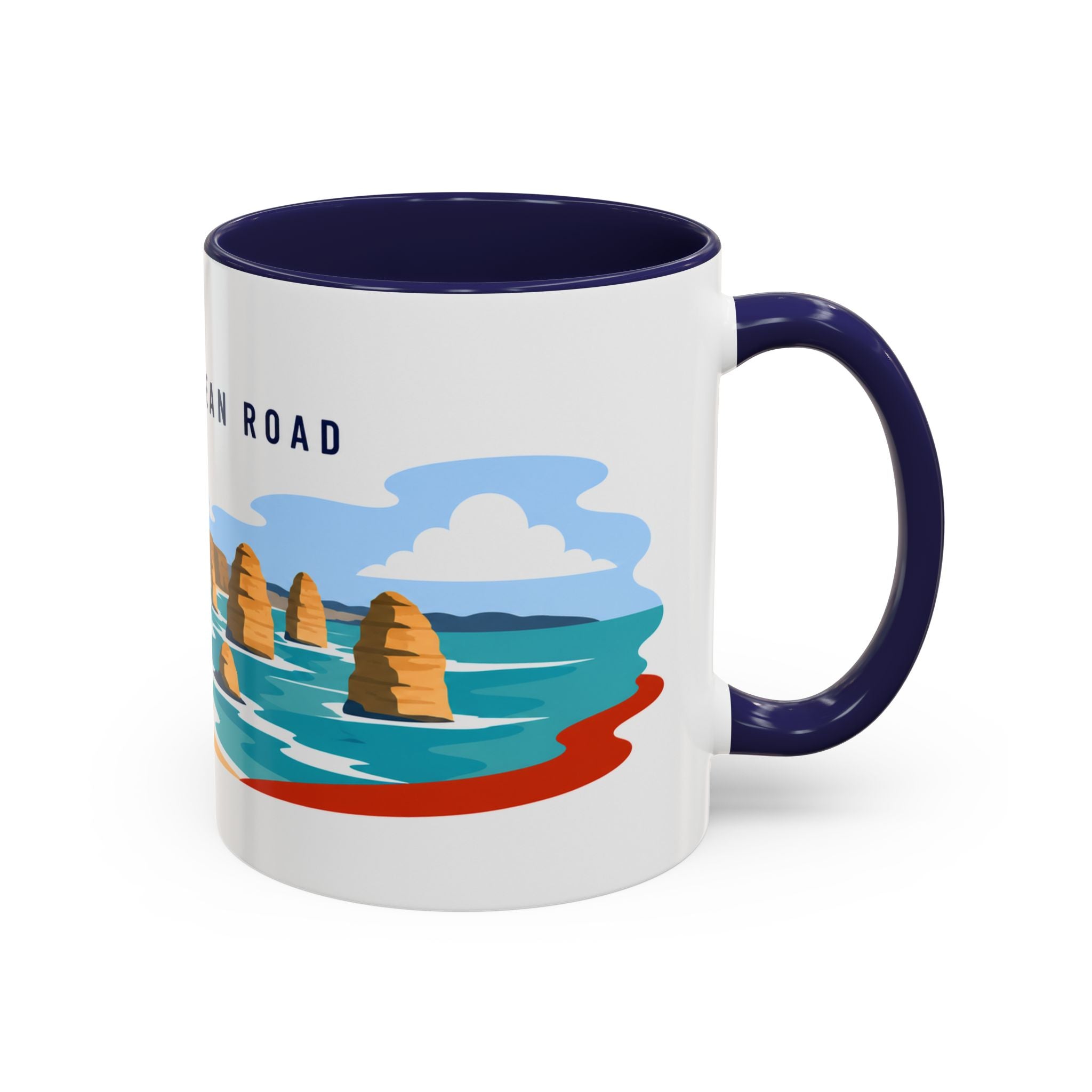 Great Ocean Road Coffee Mug | Travel Destination Souvenir Gift | Accent Color Ceramic 11oz 15oz