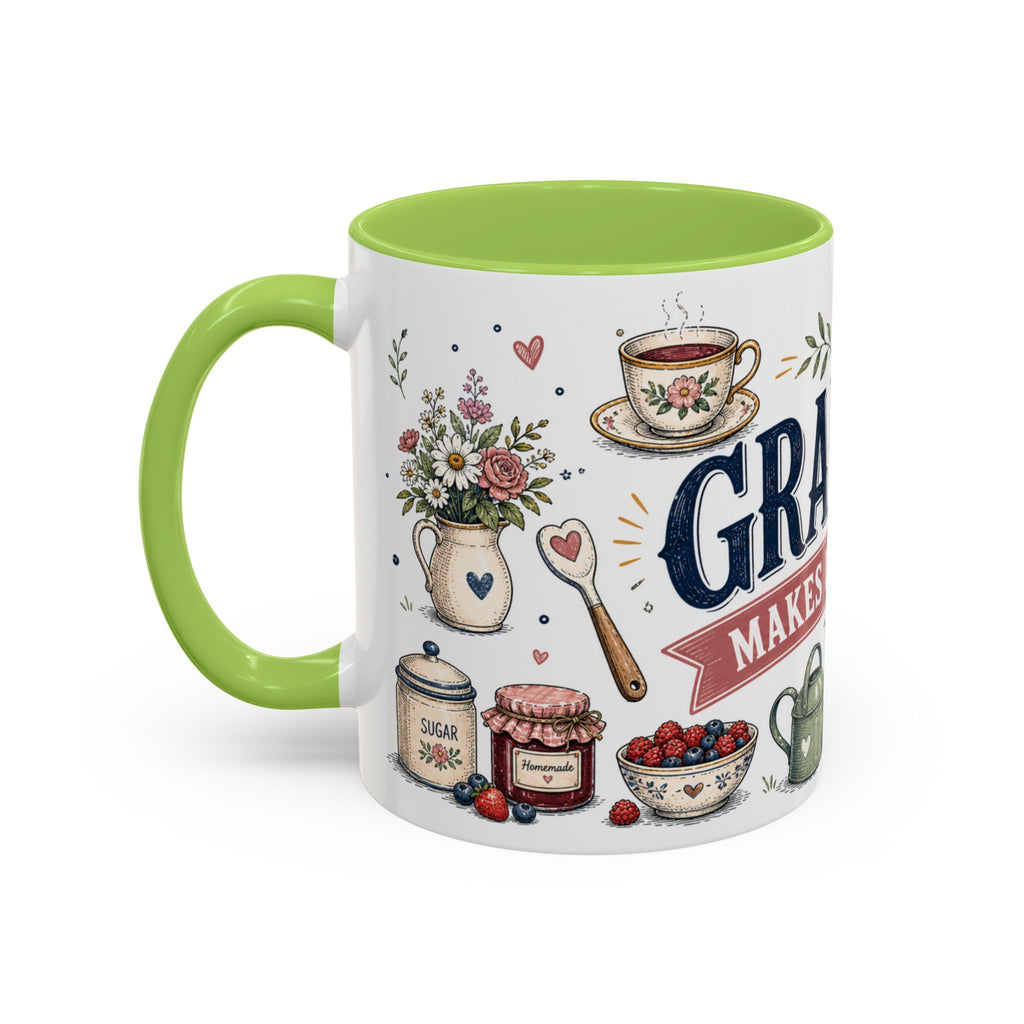 Grandma Makes Life Sweeter Coffee Mug | Gift From Grandkids | Accent Color Ceramic 11oz 15oz