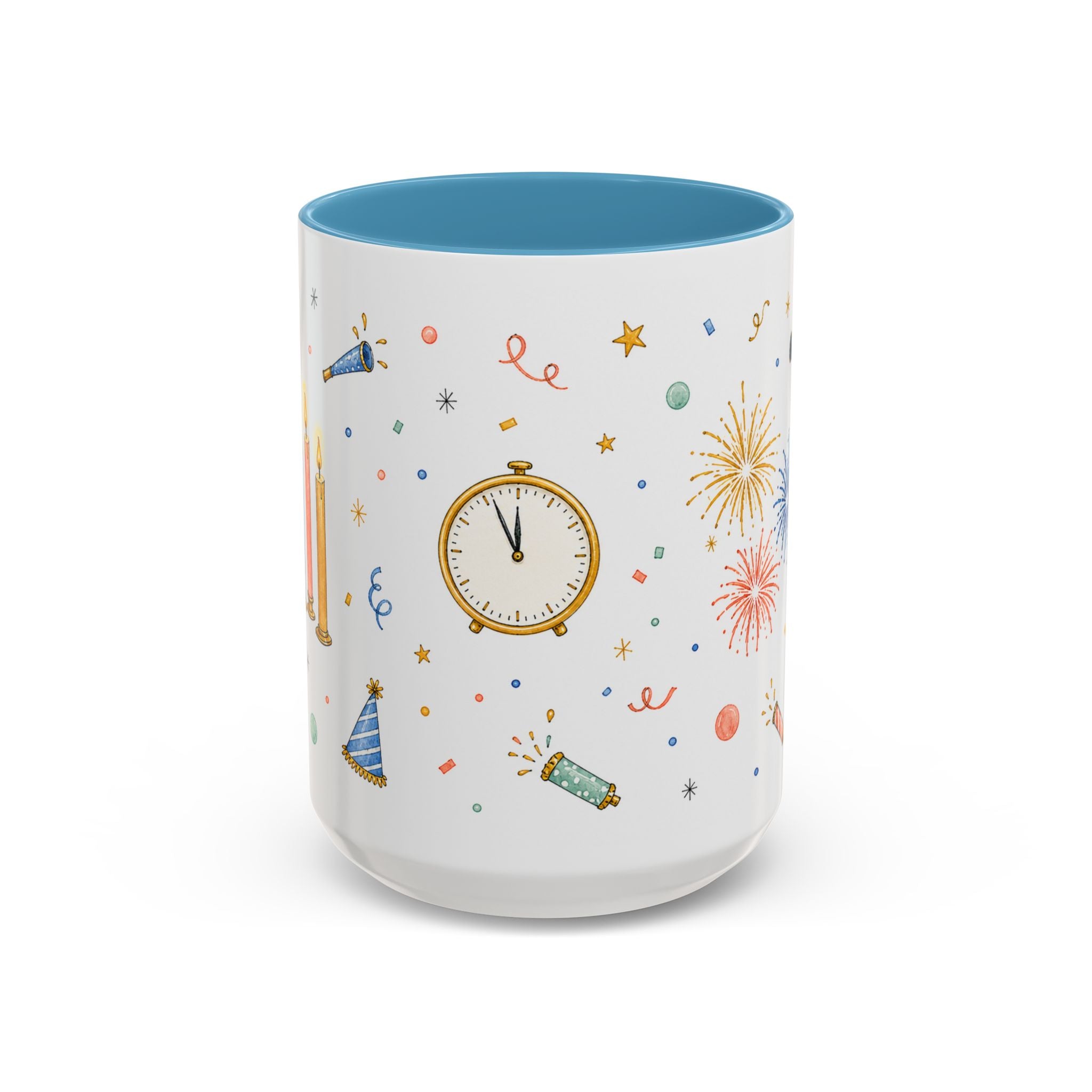 New Year Midnight Mug | Candle Firework Watercolor Party Gift | Accent Cup 11oz 15oz