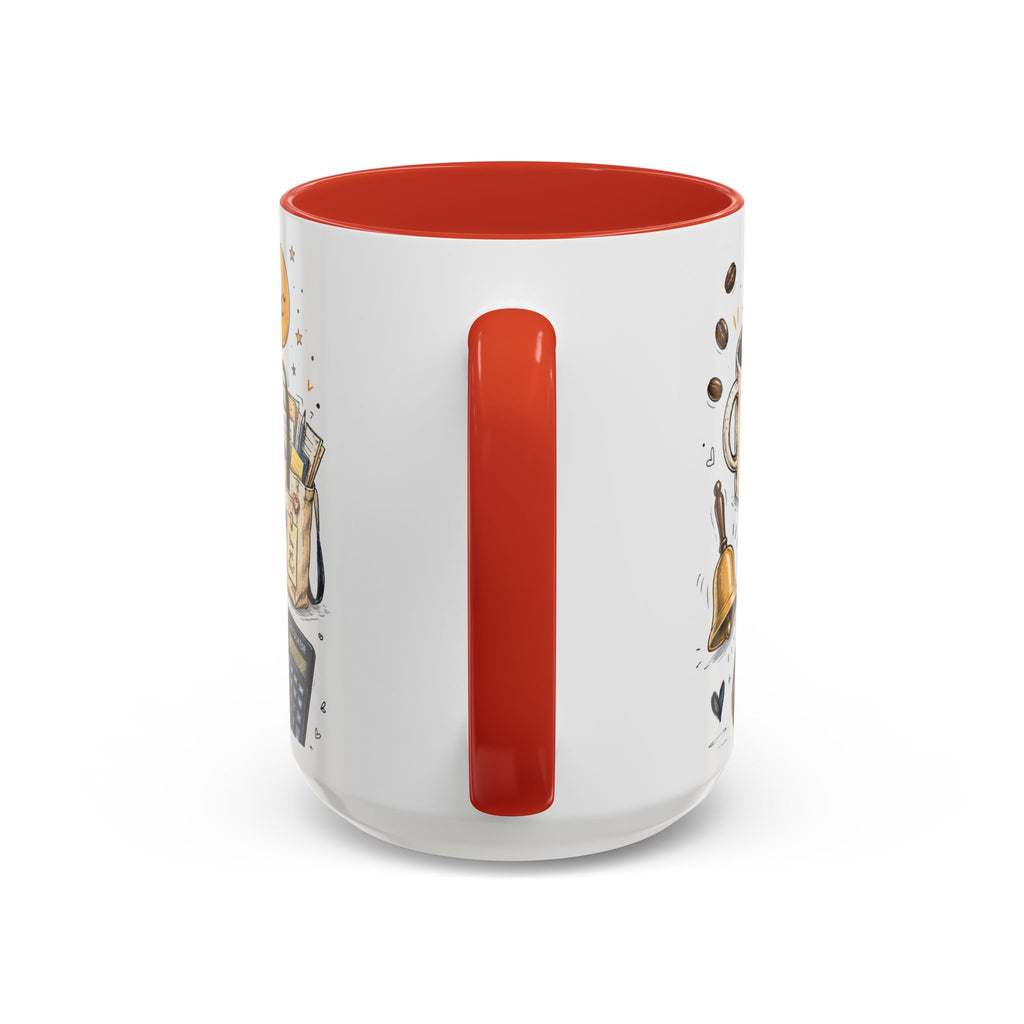 Teacher Fuel Coffee Mug | Powered by Coffee and Wine Funny Gift | Accent Color Ceramic 11oz 15oz