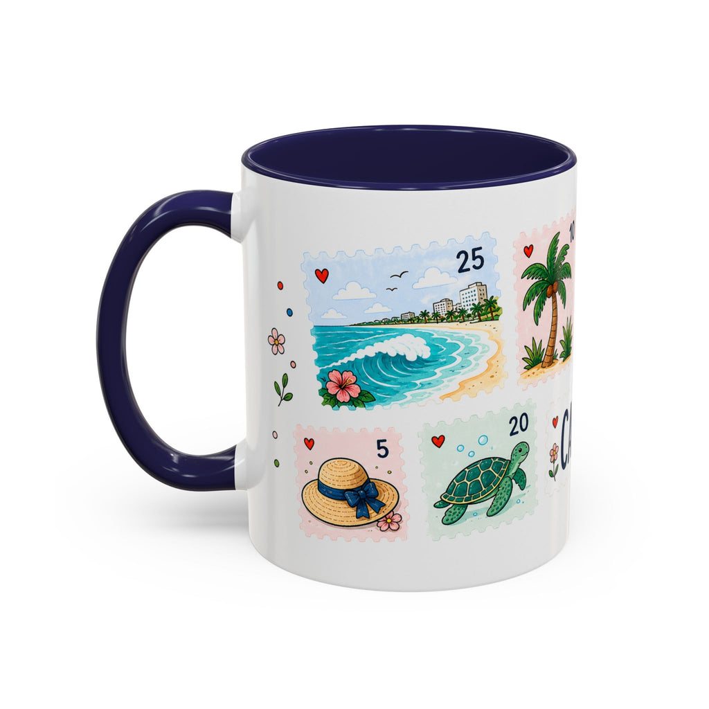 Cancun Coffee Mug | Postage Stamp Collage Mug | Travel Souvenir Accent Cup 11oz 15oz