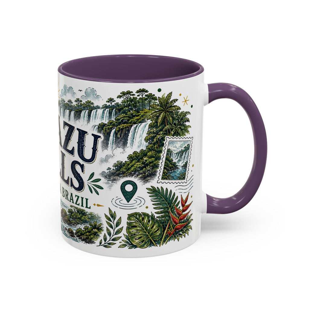 Iguazu Falls Coffee Mug | Travel Destination Souvenir Gift | Accent Color Ceramic 11oz 15oz