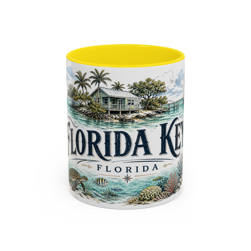 Florida Keys Mug, Florida Travel Souvenir, Bucket List Gift, Accent Ceramic Coffee Mug 11oz 15oz