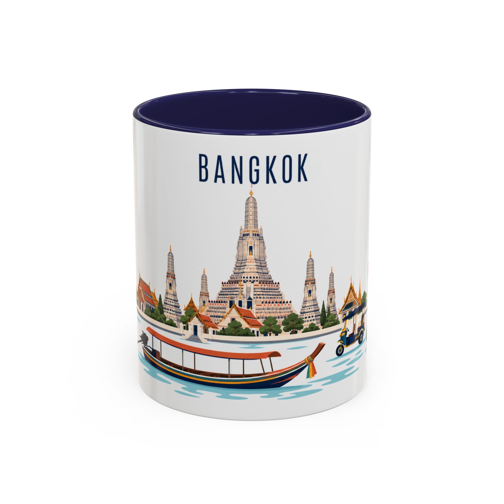 Bangkok Coffee Mug | Thailand Travel Souvenir | Porcelain Decal City Gift | 11oz 15oz Accent Mug