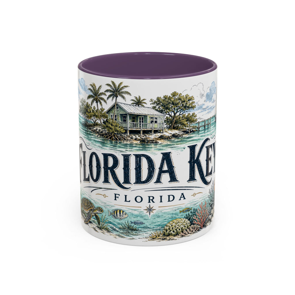 Florida Keys Mug, Florida Travel Souvenir, Bucket List Gift, Accent Ceramic Coffee Mug 11oz 15oz