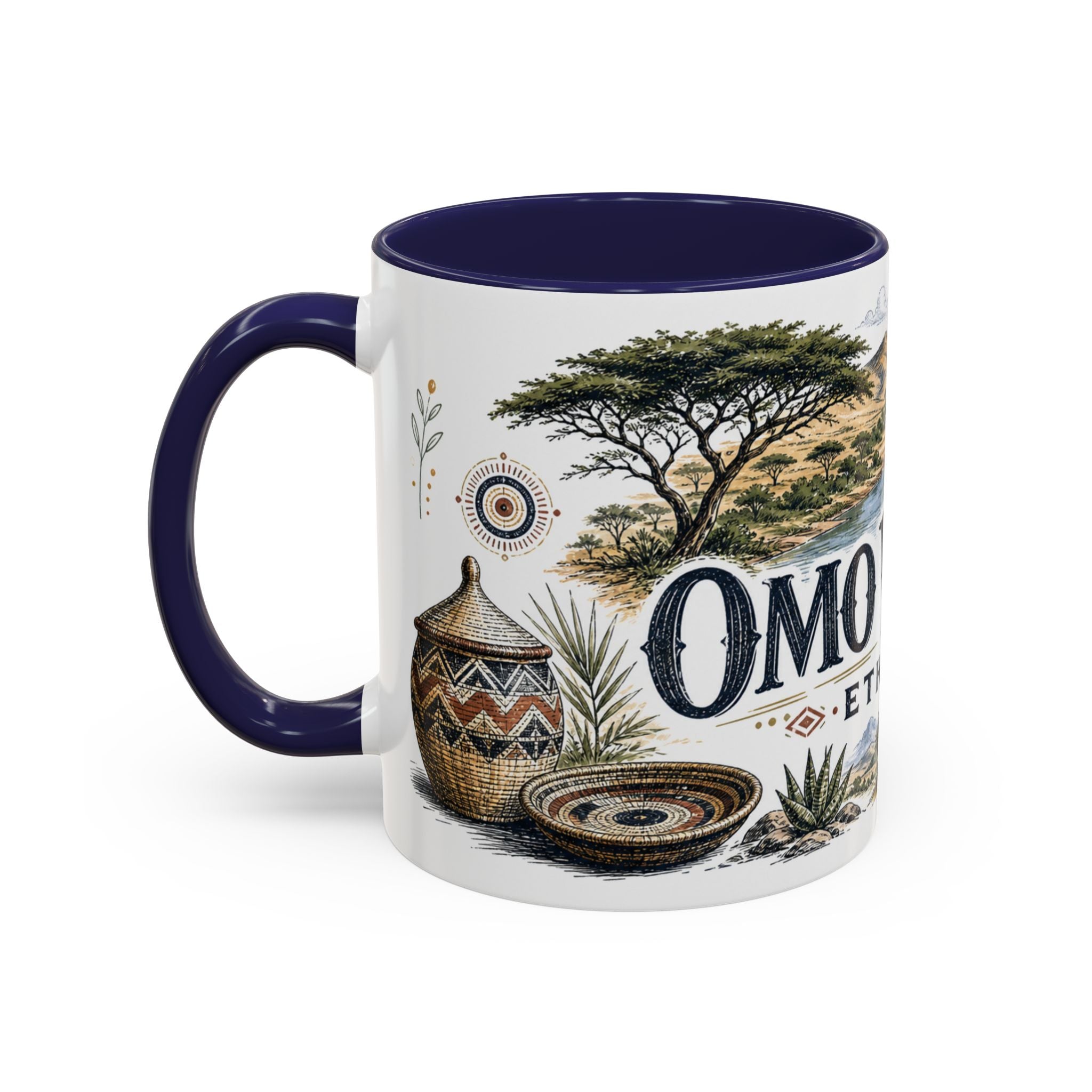 Omo Valley Mug, Ethiopia Travel Souvenir, Bucket List Gift, Accent Ceramic Coffee Mug 11oz 15oz