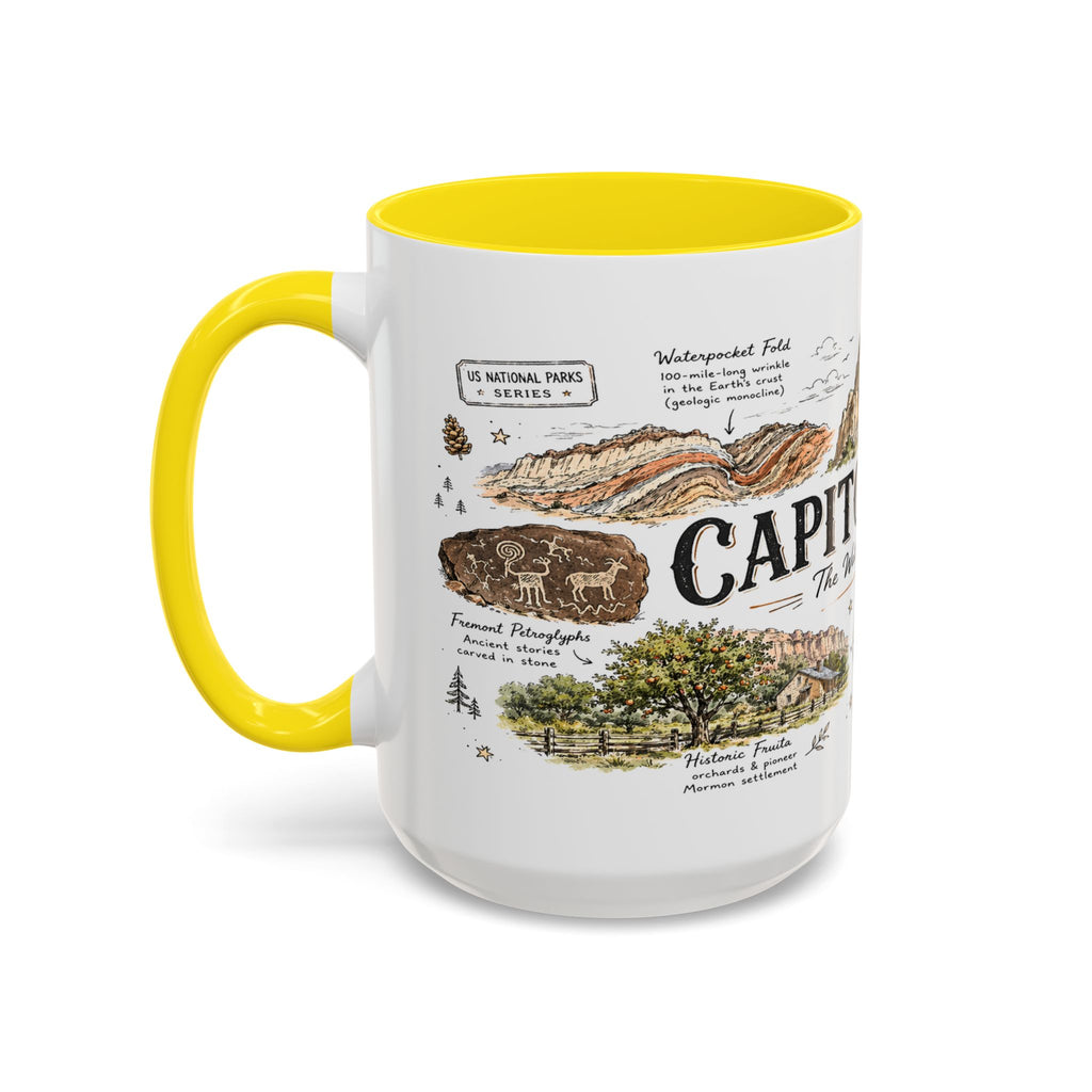Capitol Reef National Park Coffee Mug | Utah Sandstone Canyon Hiking Gift | Accent Color Ceramic 11oz 15oz