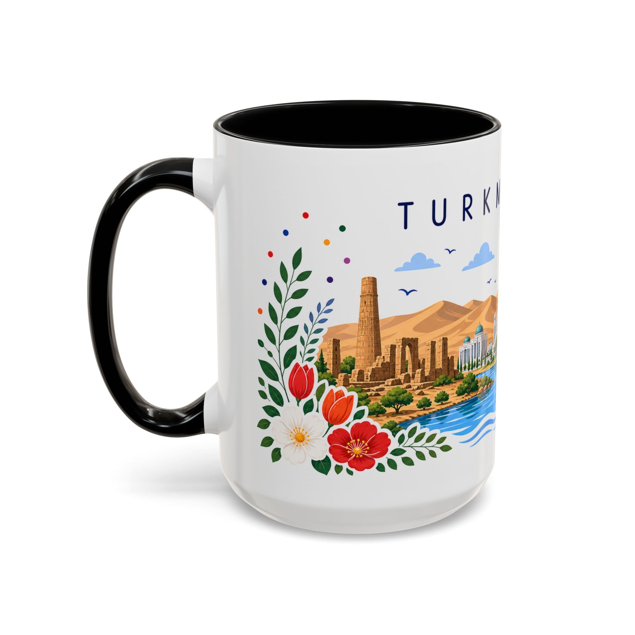 Turkmenistan Coffee Mug | Travel Souvenir Accent Mug | Place Gift Ceramic Cup 11oz 15oz