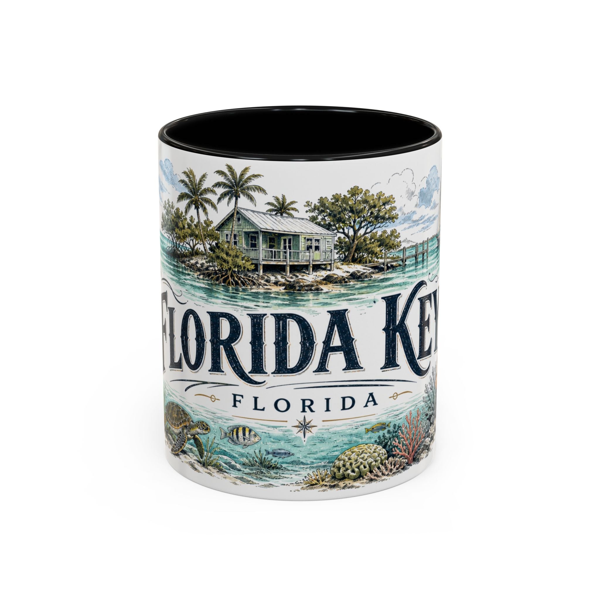 Florida Keys Mug, Florida Travel Souvenir, Bucket List Gift, Accent Ceramic Coffee Mug 11oz 15oz