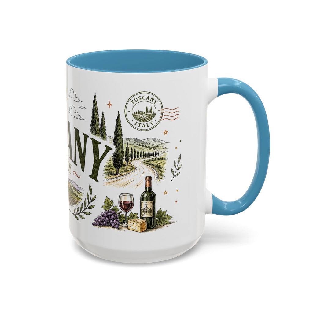 Tuscany Coffee Mug | Travel Destination Souvenir Gift | Accent Color Ceramic 11oz 15oz