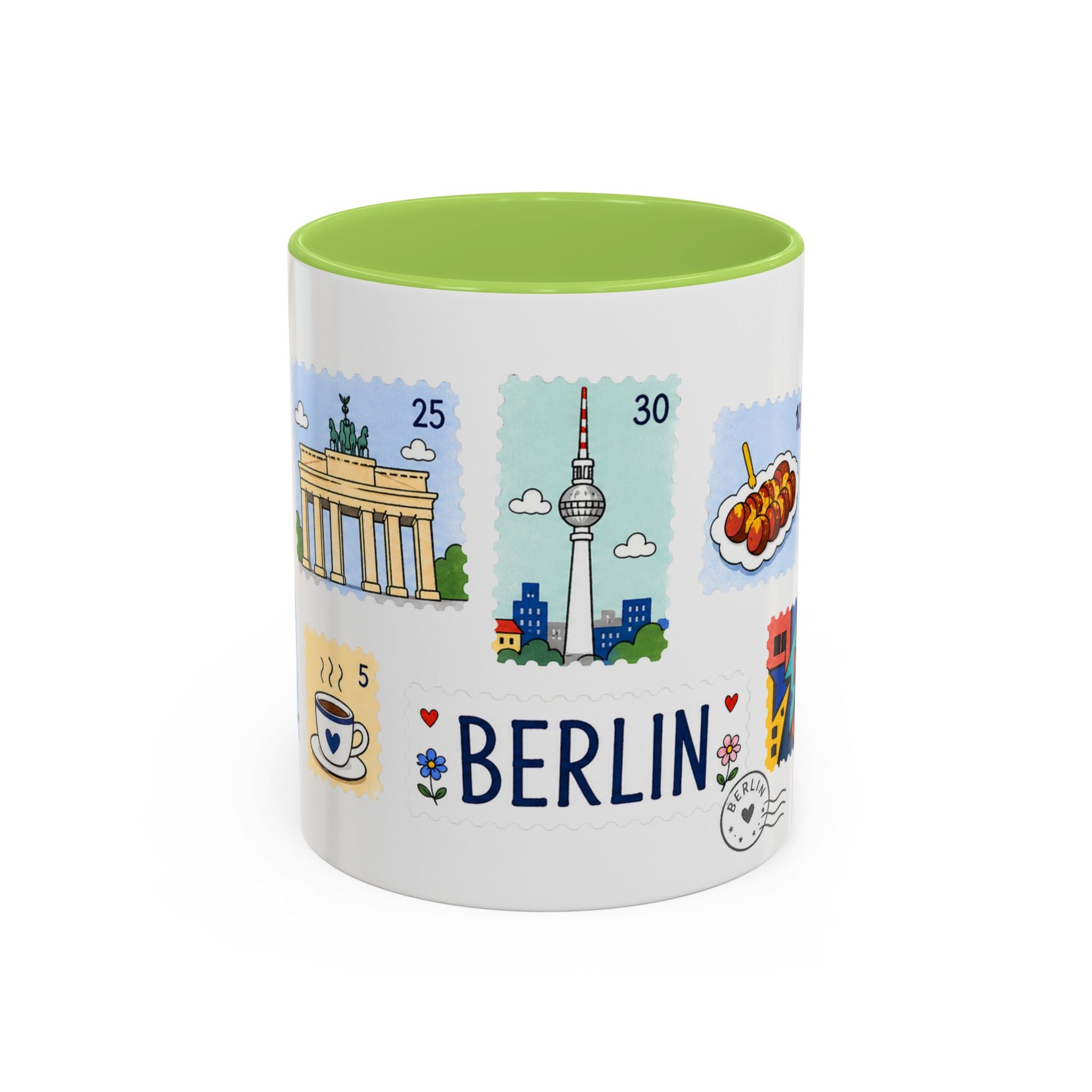 Berlin Coffee Mug | Postage Stamp Collage Mug | Travel Souvenir Accent Cup 11oz 15oz