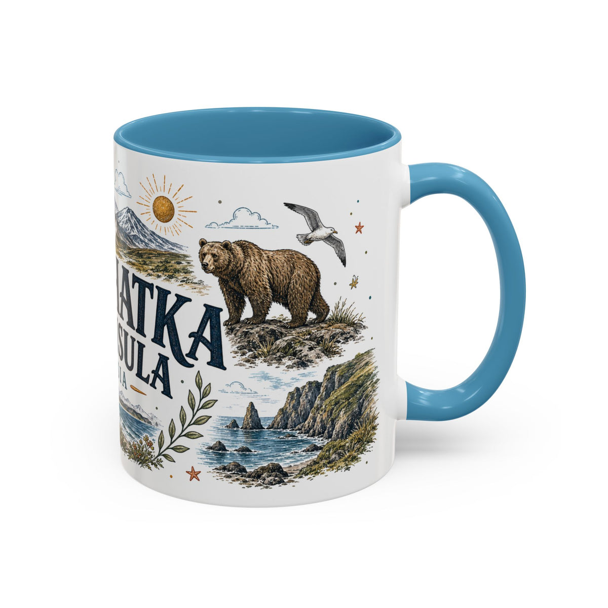 Kamchatka Peninsula Mug, Russia Travel Souvenir, Bucket List Gift, Accent Ceramic Coffee Mug 11oz 15oz