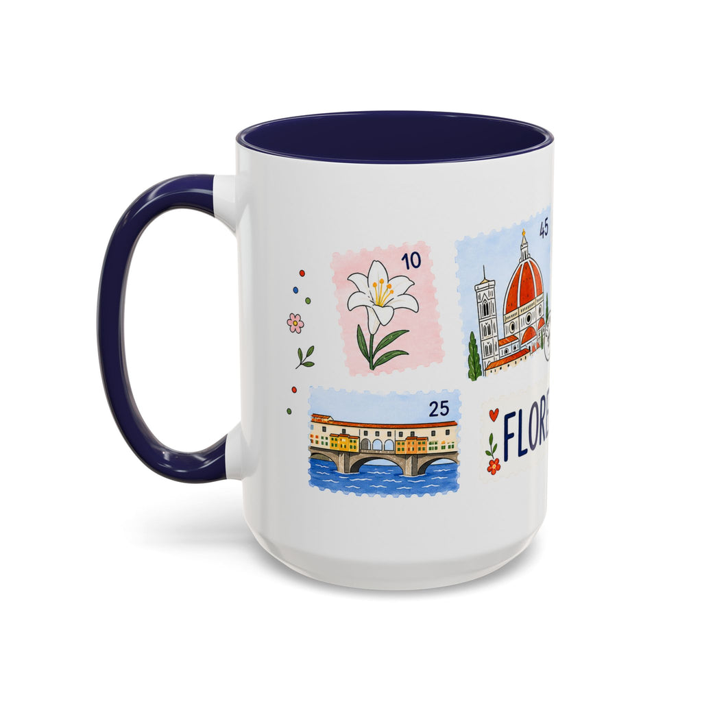 Florence Coffee Mug | Postage Stamp Collage Mug | Travel Souvenir Accent Cup 11oz 15oz