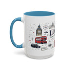 London Coffee Mug | England Souvenir Travel Gift | Accent Color Ceramic 11oz 15oz