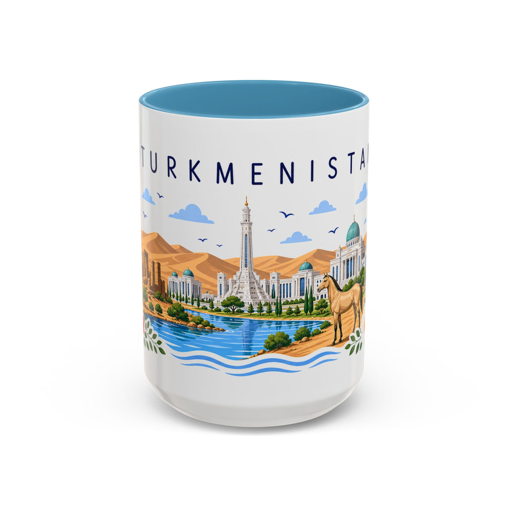 Turkmenistan Coffee Mug | Travel Souvenir Accent Mug | Place Gift Ceramic Cup 11oz 15oz