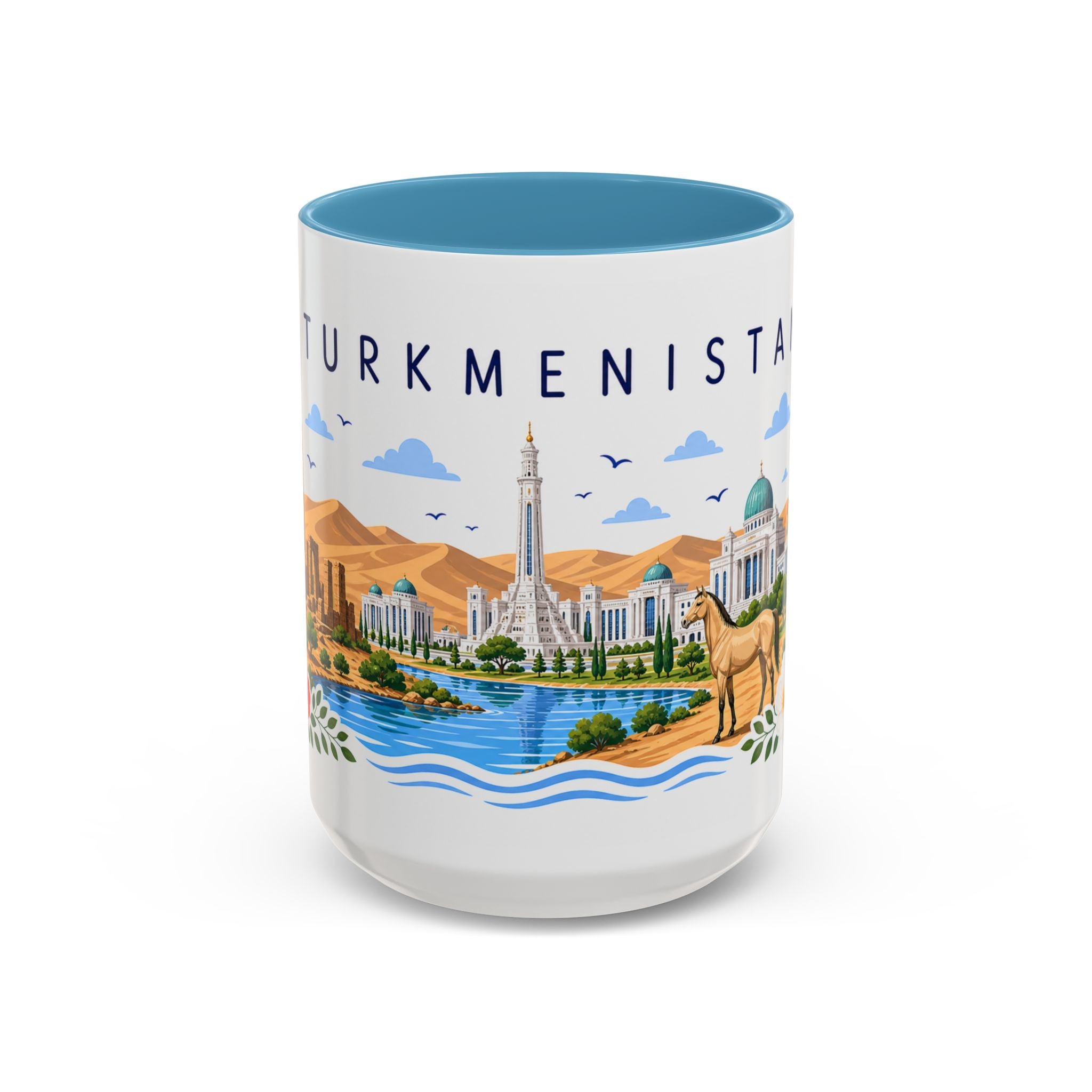 Turkmenistan Coffee Mug | Travel Souvenir Accent Mug | Place Gift Ceramic Cup 11oz 15oz