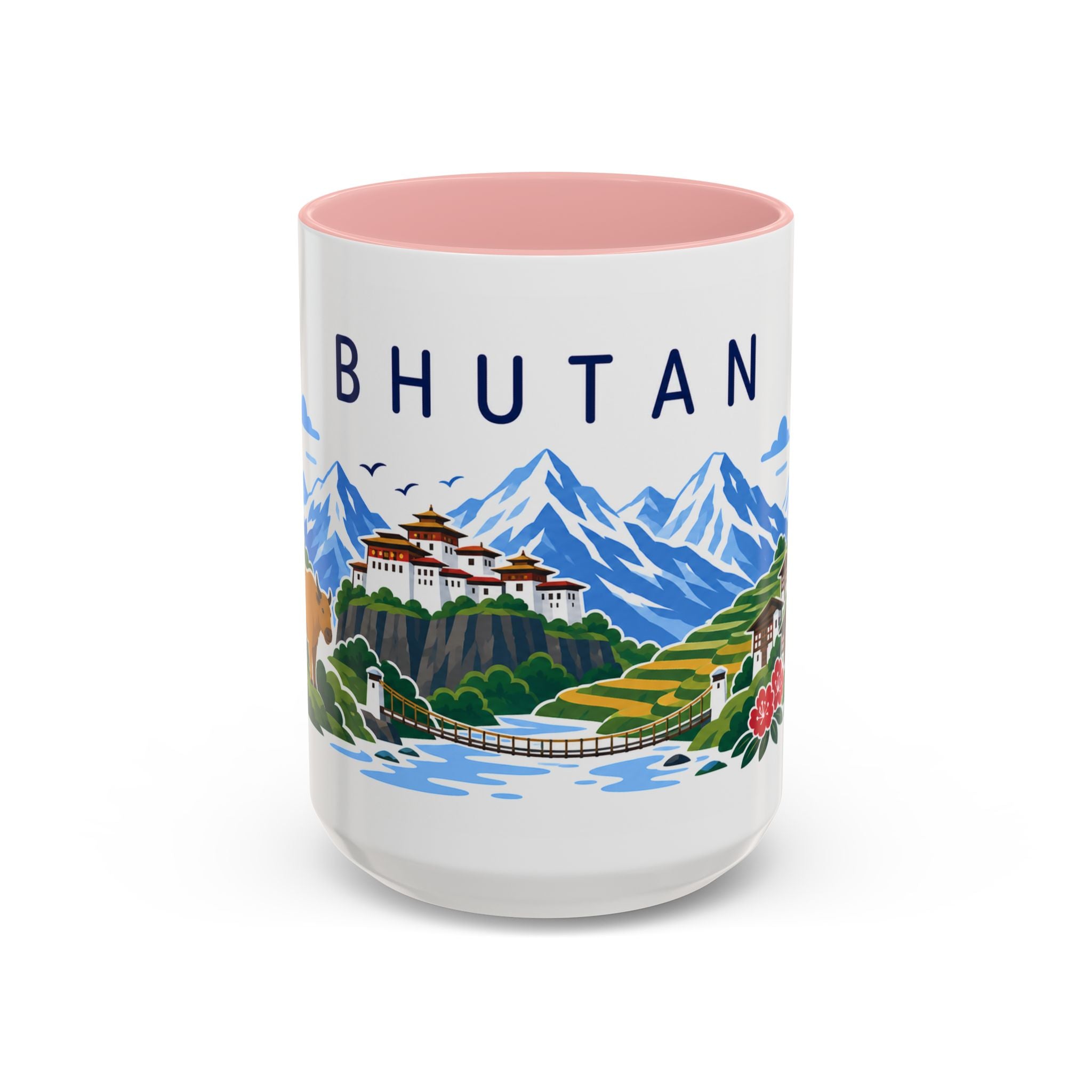 Bhutan Coffee Mug | Travel Souvenir Accent Mug | Country Gift Ceramic Cup 11oz 15oz