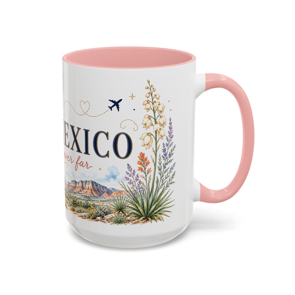 New Mexico State Map Mug | Desert Scenery, Yucca Flower Accent Coffee Cup