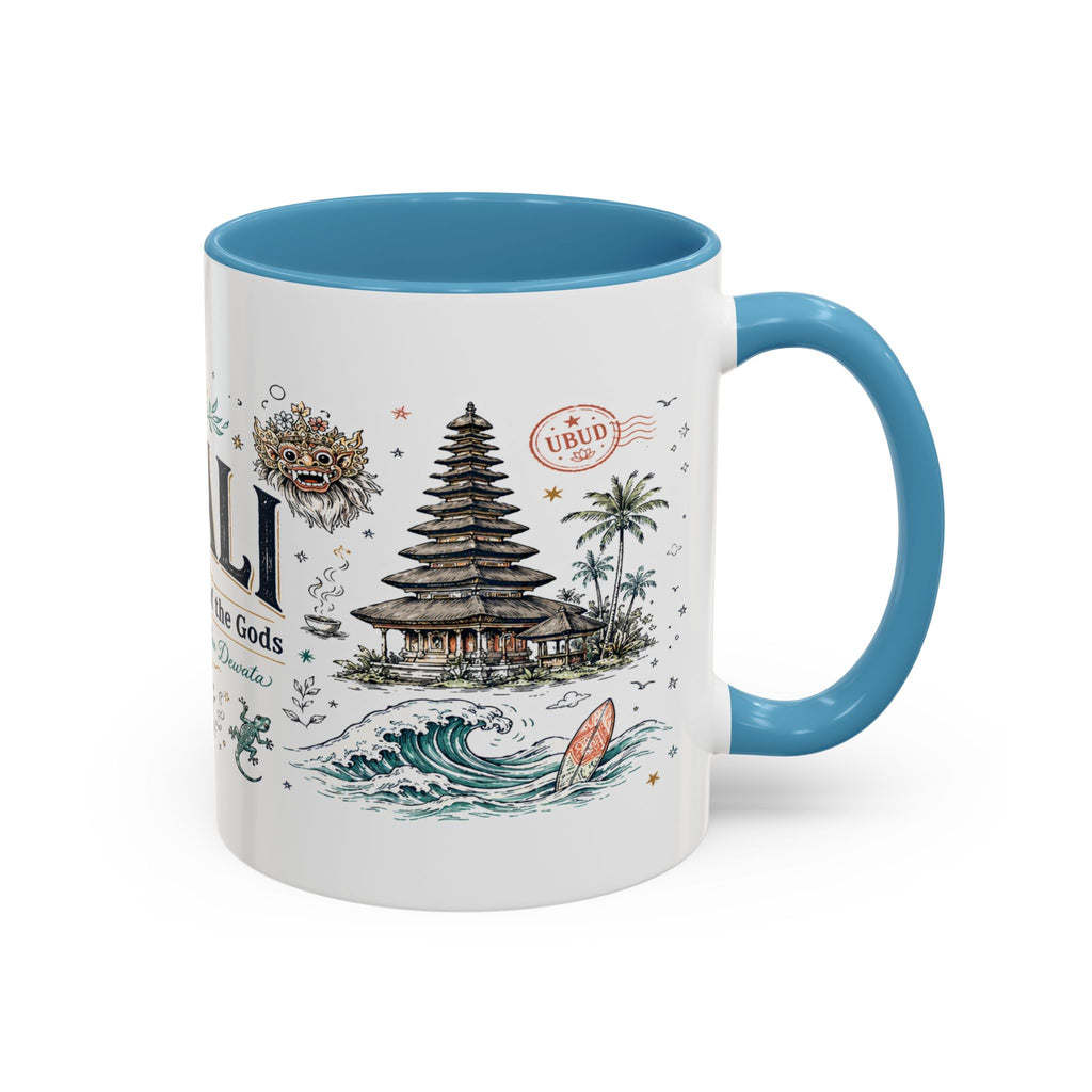 Bali Coffee Mug | Indonesia Souvenir Travel Gift | Accent Color Ceramic 11oz 15oz