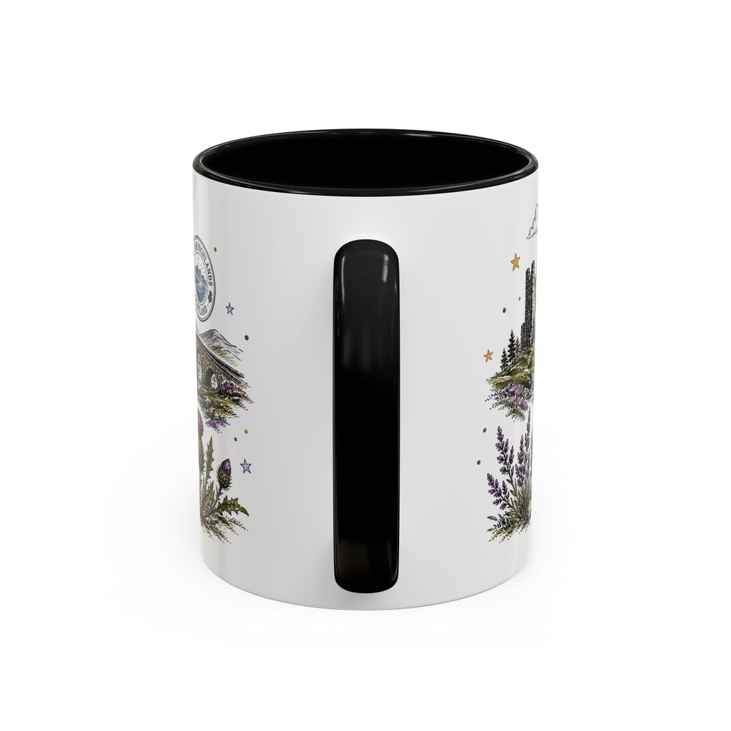 Scottish Highlands Coffee Mug | Travel Destination Souvenir Gift | Accent Color Ceramic 11oz 15oz