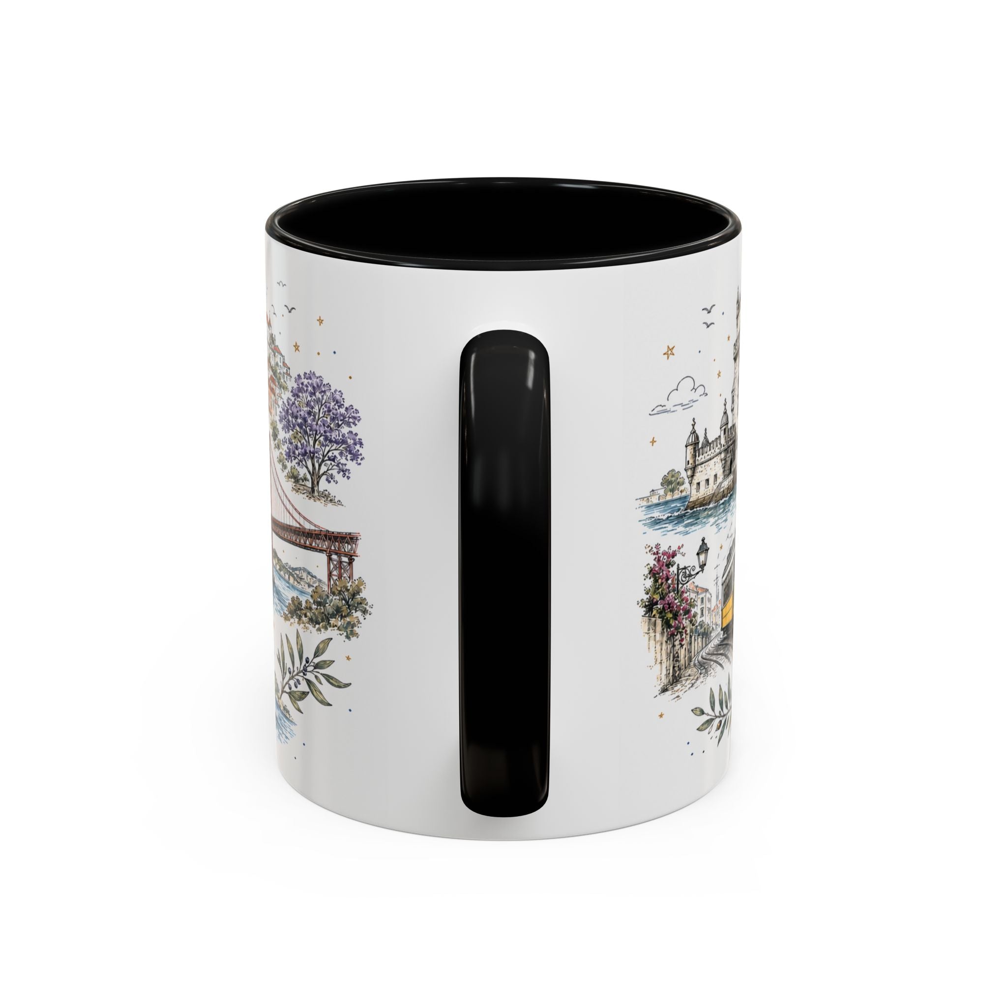 Lisbon Coffee Mug | Portugal Travel Souvenir | Vintage Illustrated City Gift | 11 oz 15 oz Accent Mug