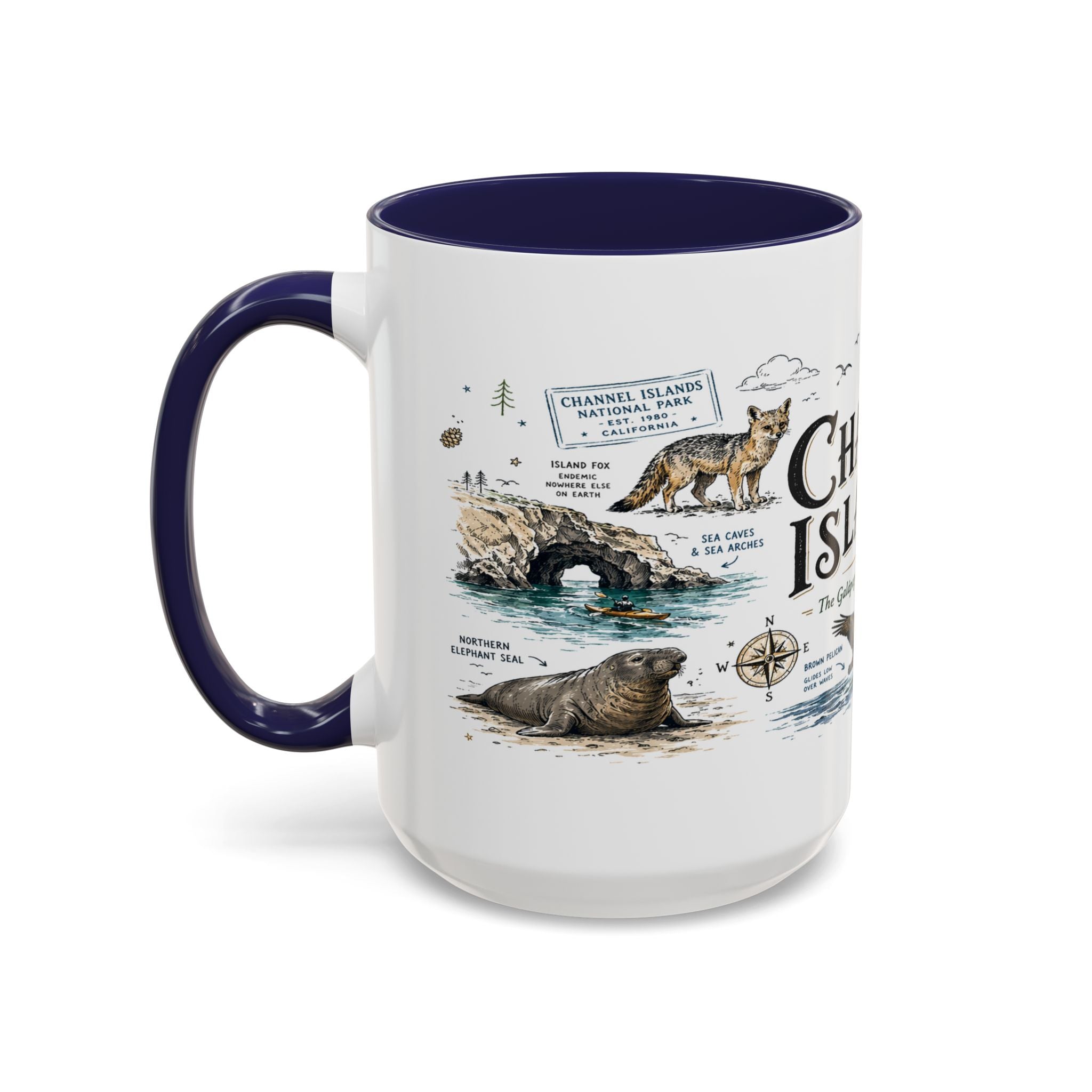 Channel Islands National Park Coffee Mug | California Island Wildlife Marine Gift | Accent Color Ceramic 11oz 15oz