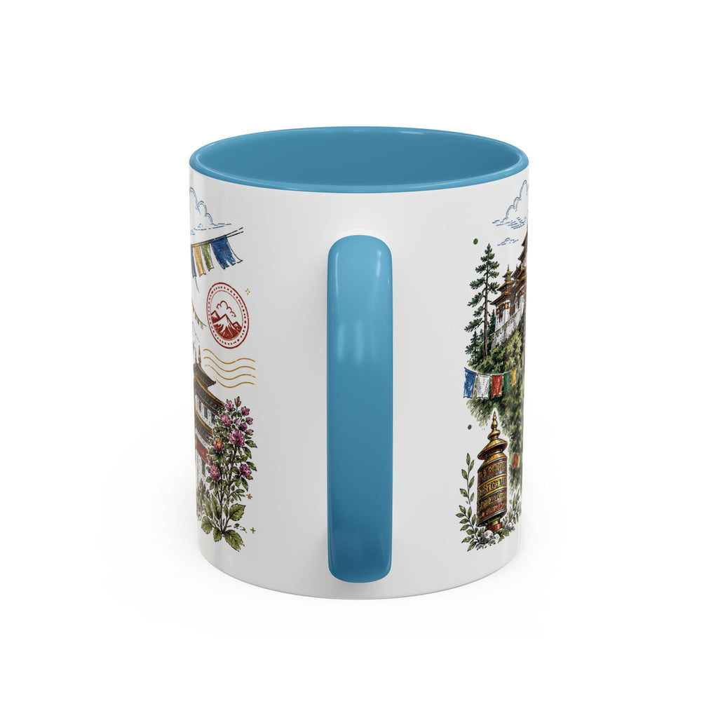 Bhutan Valleys Coffee Mug | Travel Destination Souvenir Gift | Accent Color Ceramic 11oz 15oz