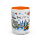 Singapore Illustrated Travel Mug | City Souvenir Accent Coffee Mug | 11oz 15oz Ceramic Cup