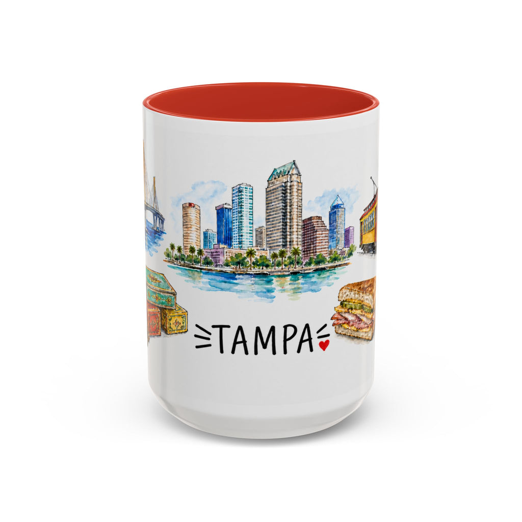 Tampa Illustrated Travel Mug | City Souvenir Accent Coffee Mug | 11oz 15oz Ceramic Cup