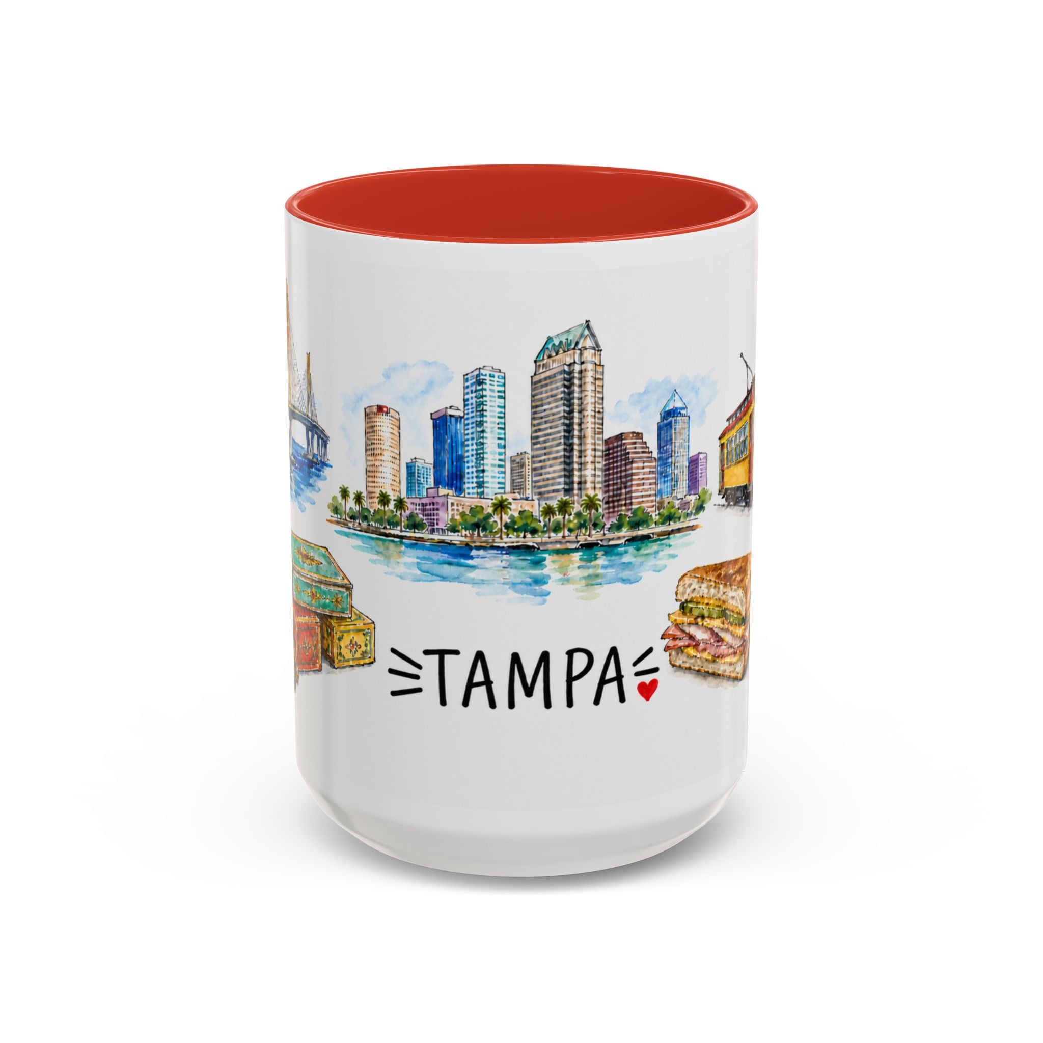 Tampa Illustrated Travel Mug | City Souvenir Accent Coffee Mug | 11oz 15oz Ceramic Cup