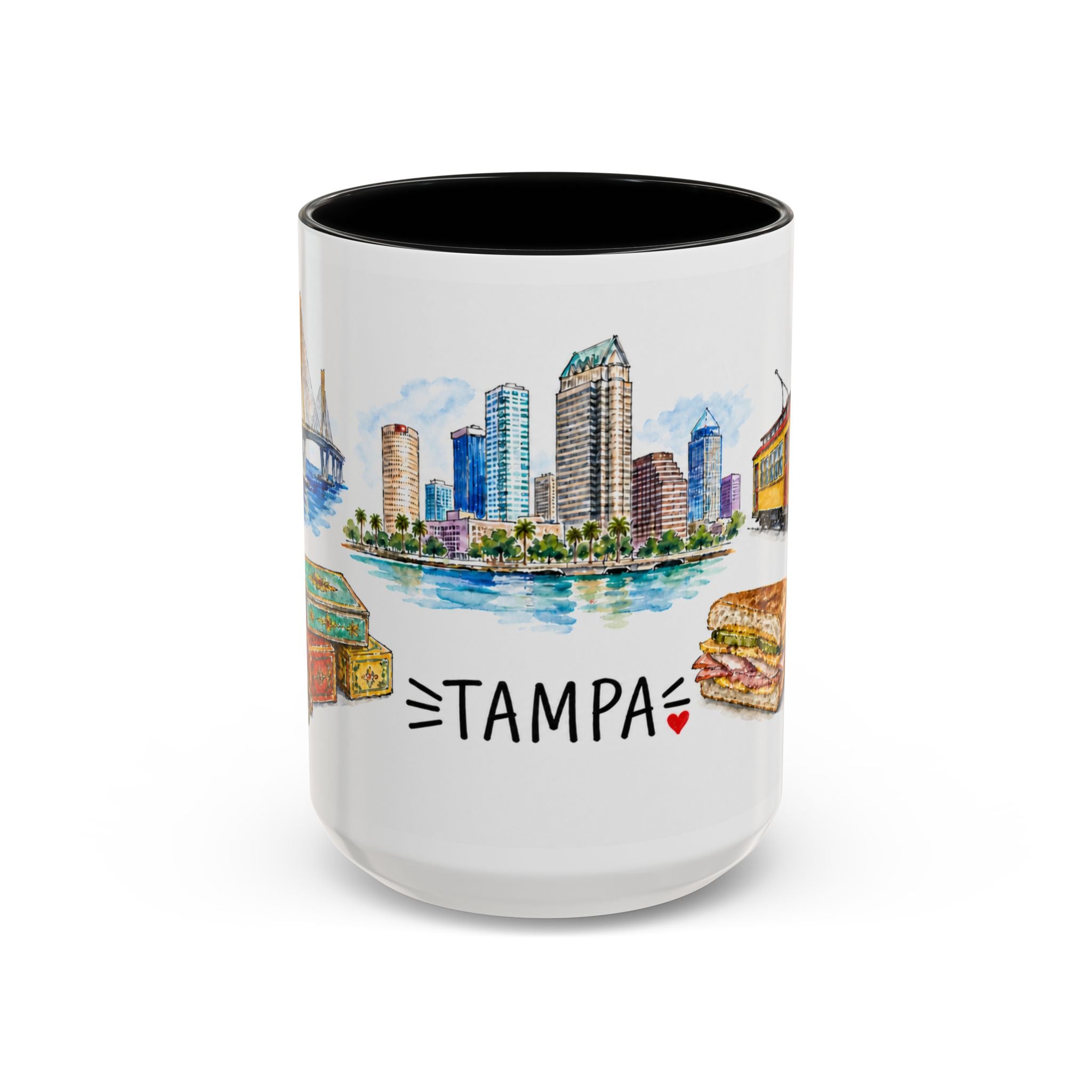 Tampa Illustrated Travel Mug | City Souvenir Accent Coffee Mug | 11oz 15oz Ceramic Cup