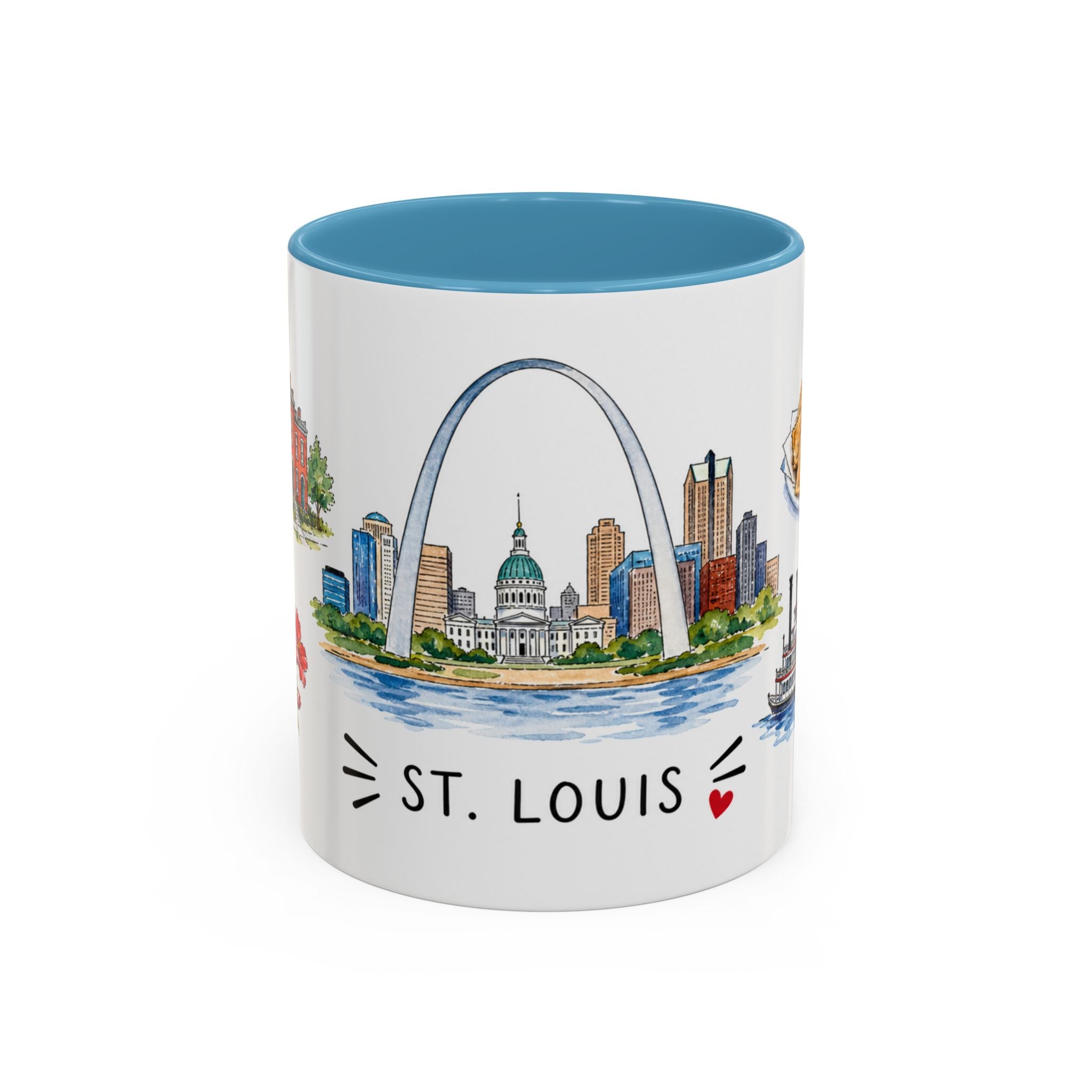 St. Louis Illustrated Travel Mug | City Souvenir Accent Coffee Mug | 11oz 15oz Ceramic Cup