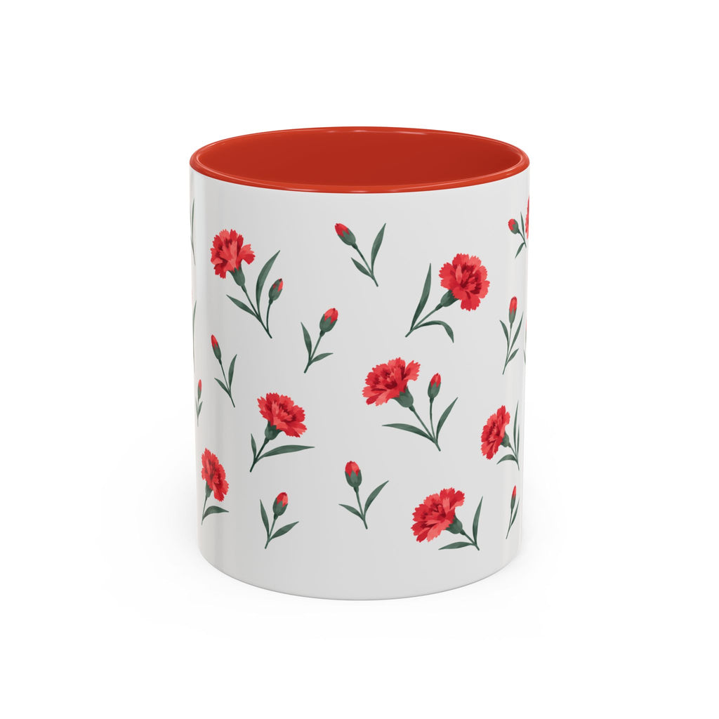 Ohio Scarlet Carnation Mug, State Flower Floral Coffee Cup, 11oz Botanical Gift