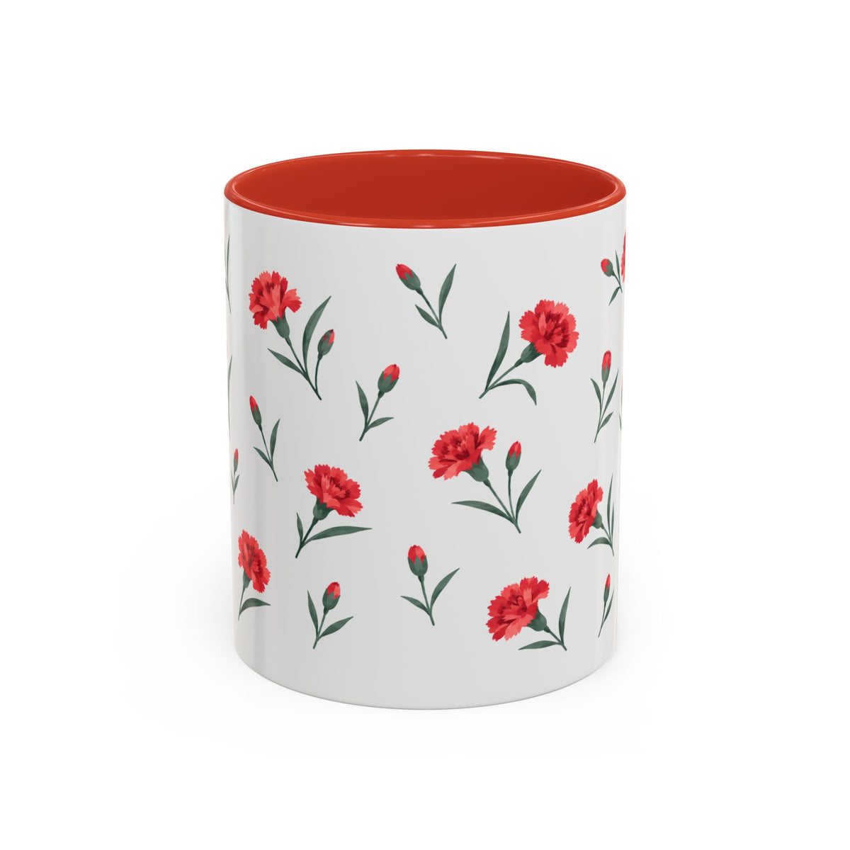 Ohio Scarlet Carnation Mug, State Flower Floral Coffee Cup, 11oz Botanical Gift