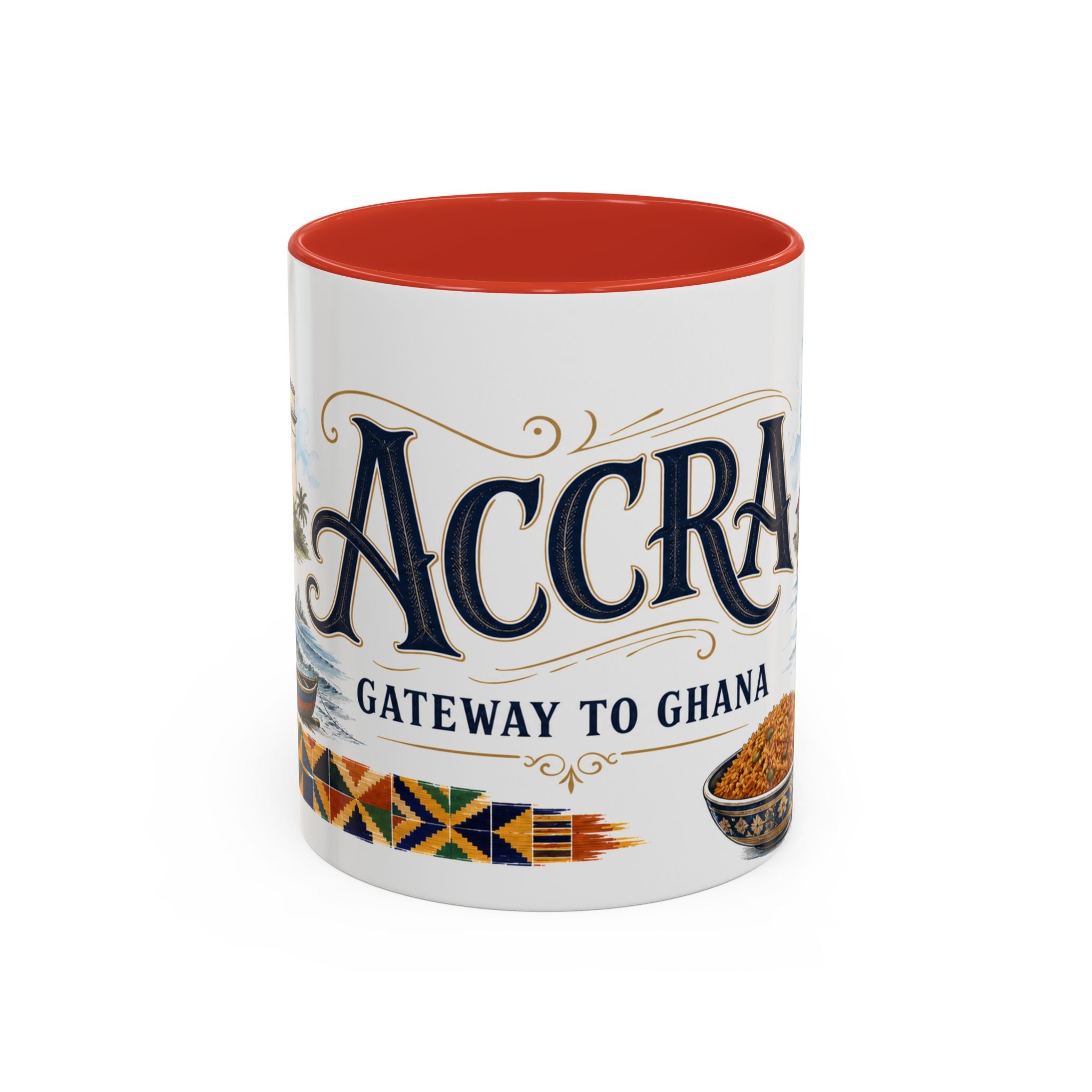 Accra Coffee Mug | Ghana Travel Souvenir | Vintage Illustrated City Gift | 11 oz 15 oz Accent Mug