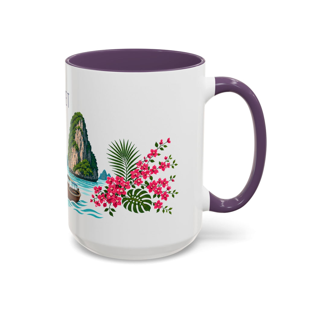 Phuket Coffee Mug | Thailand Travel Souvenir | Porcelain Decal City Gift | 11oz 15oz Accent Mug
