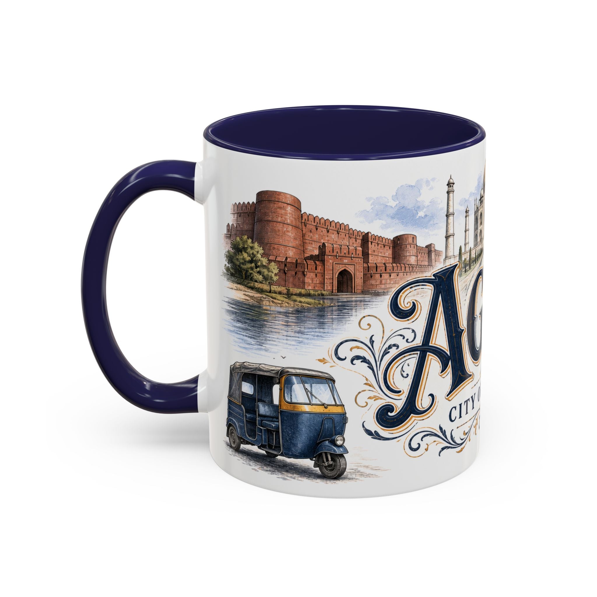 Agra Coffee Mug | India Travel Souvenir | Vintage Illustrated City Gift | 11 oz 15 oz Accent Mug