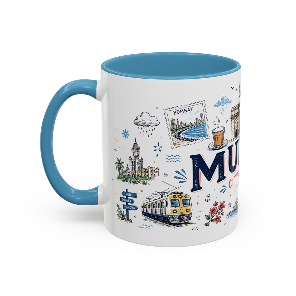 Mumbai Coffee Mug | India Souvenir Travel Gift | Accent Color Ceramic 11oz 15oz