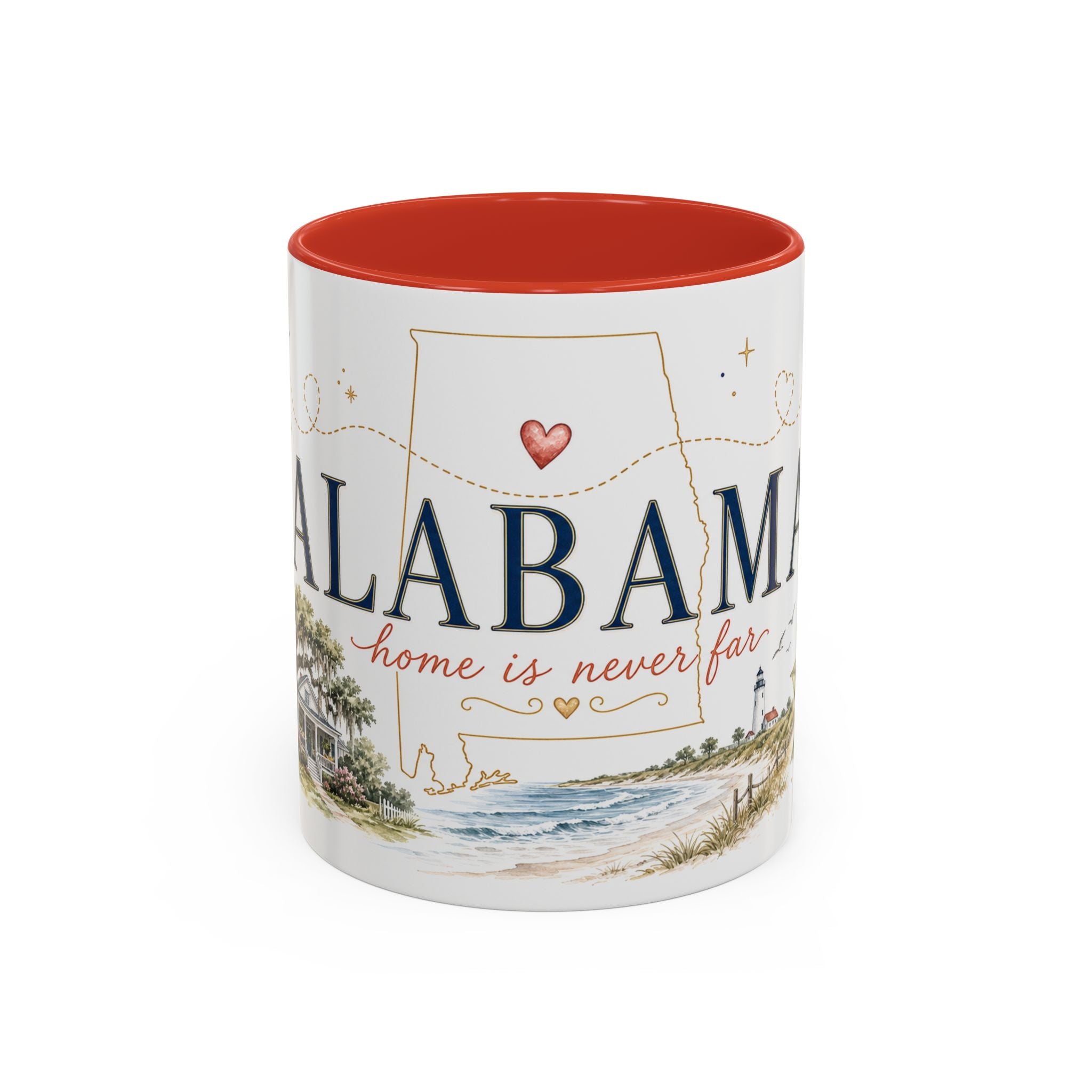 Alabama State Map Mug | Coastal Scenery, Botanical Accents, Homesick Gift