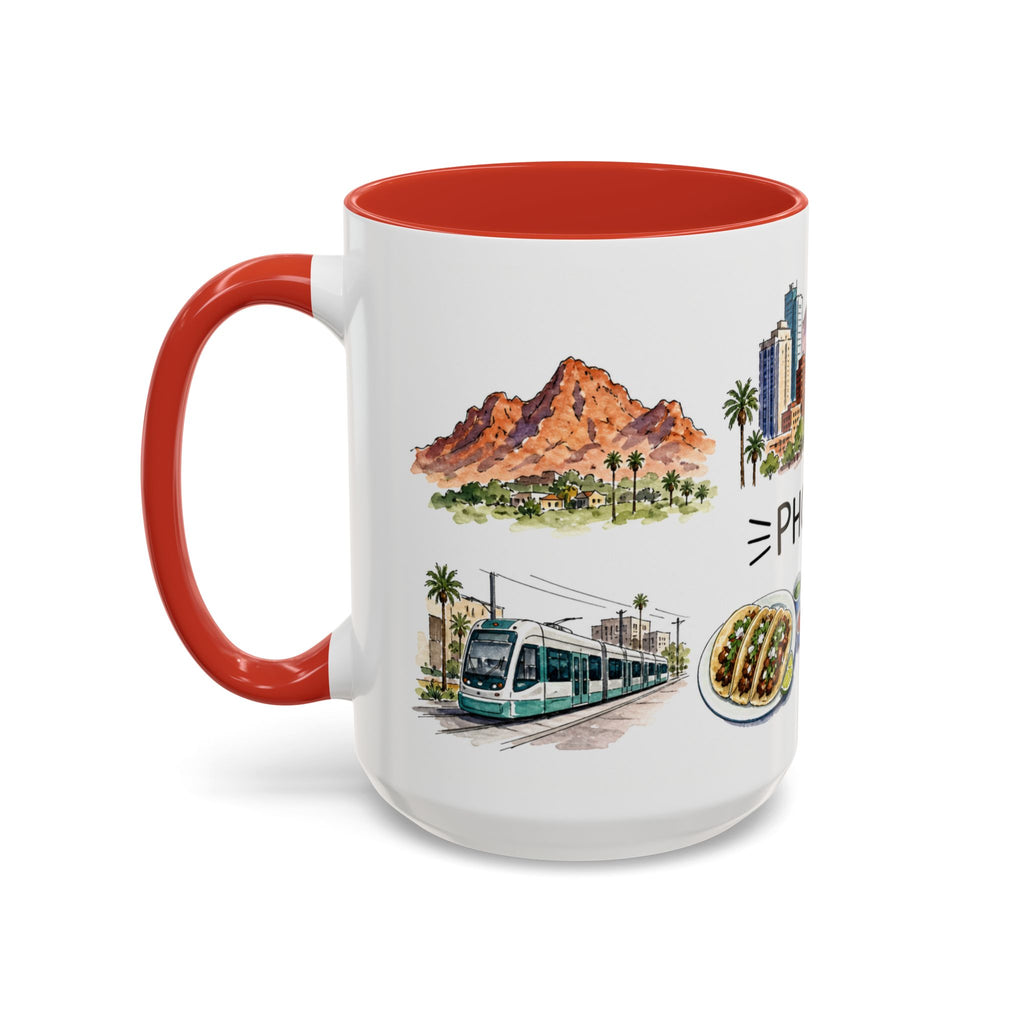 Phoenix Illustrated Travel Mug | City Souvenir Accent Coffee Mug | 11oz 15oz Ceramic Cup