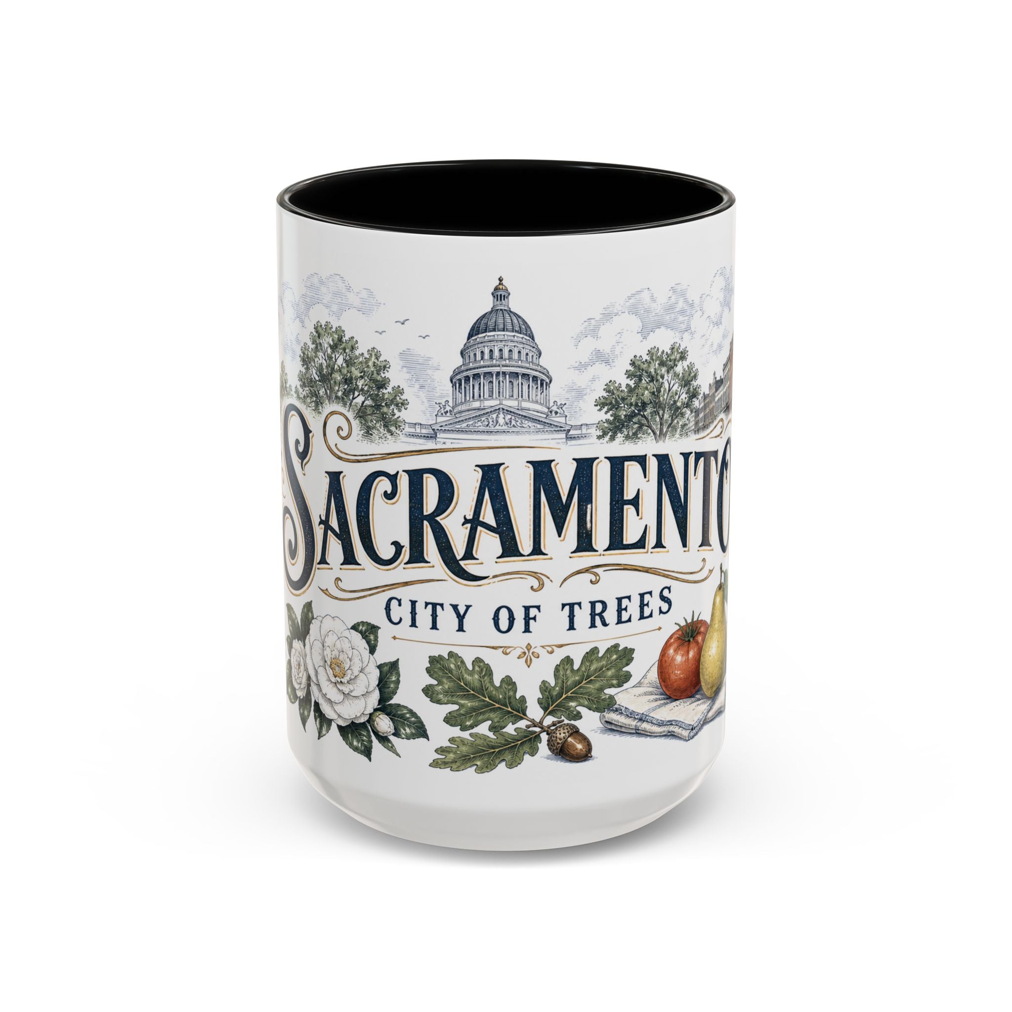 Sacramento Coffee Mug | United States Travel Souvenir | Vintage Illustrated City Gift | 11 oz 15 oz Accent Mug