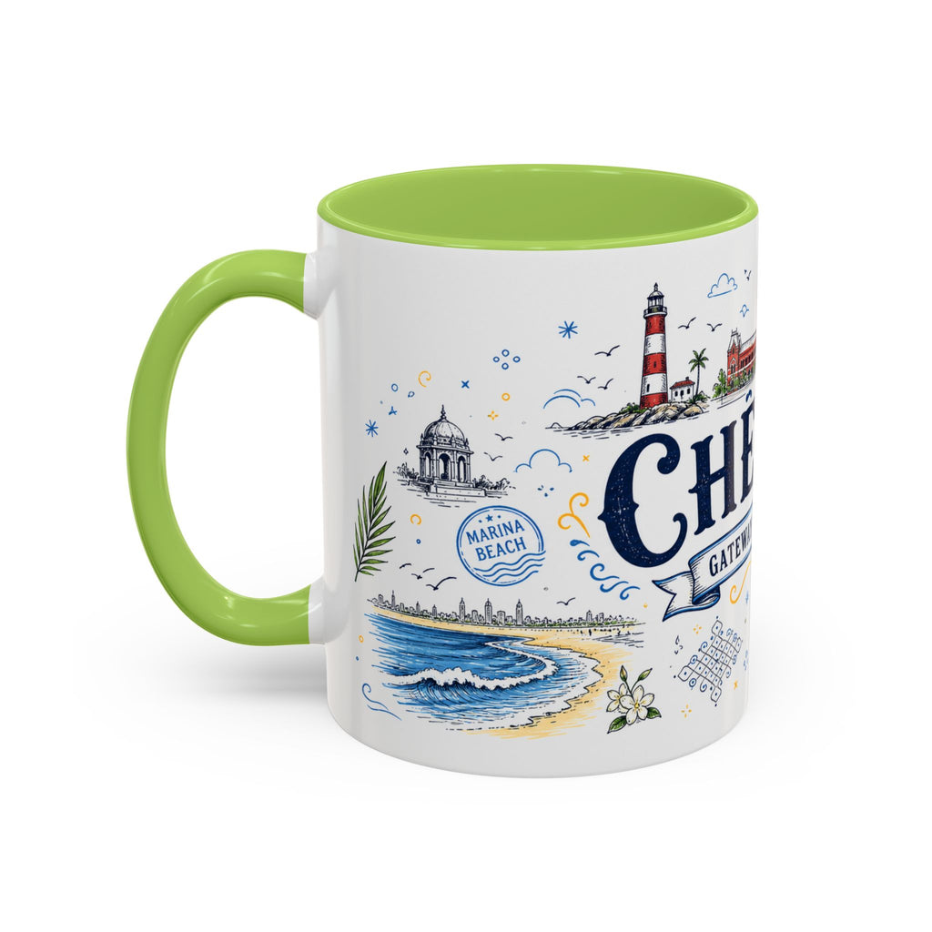 Chennai Coffee Mug | India Souvenir Travel Gift | Accent Color Ceramic 11oz 15oz