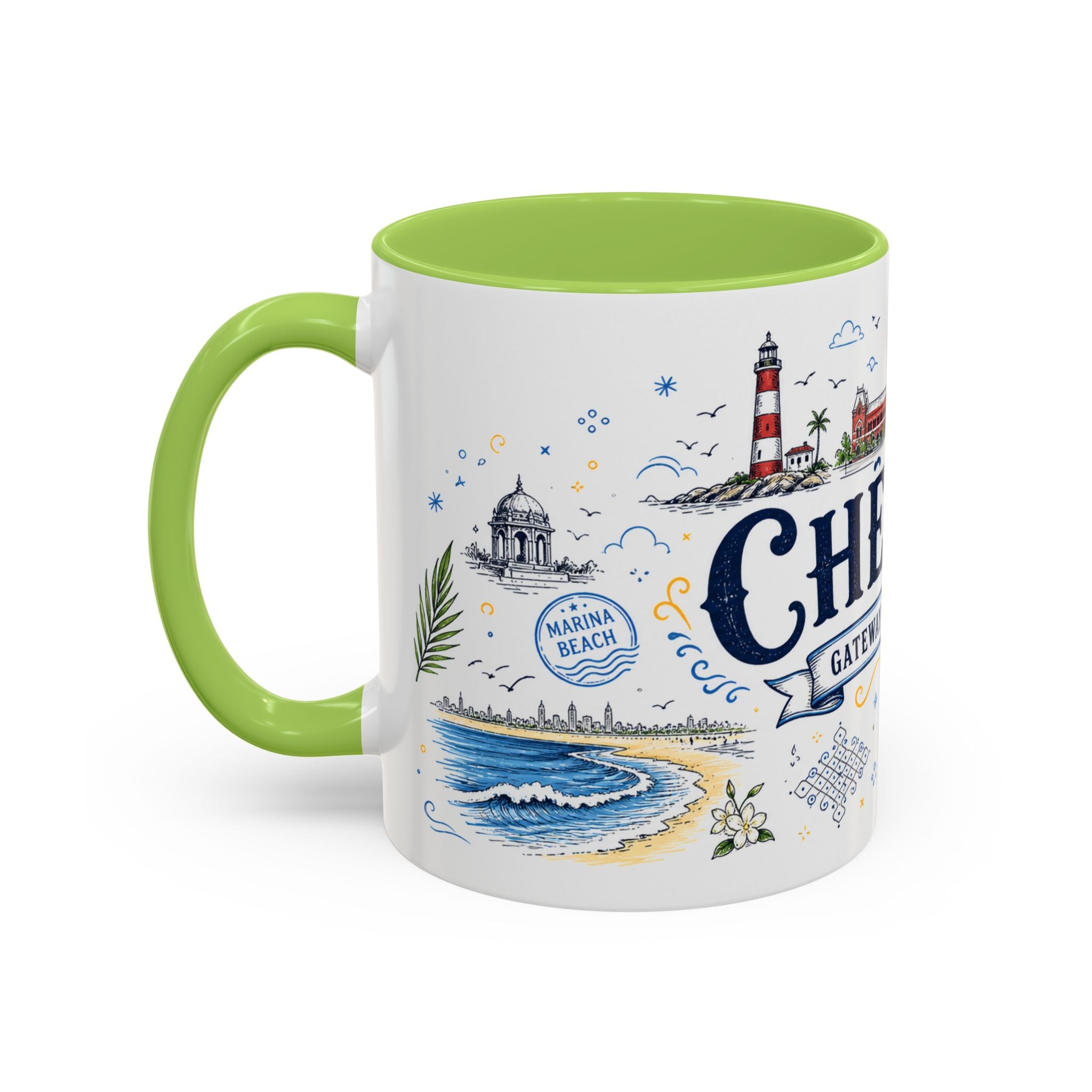 Chennai Coffee Mug | India Souvenir Travel Gift | Accent Color Ceramic 11oz 15oz