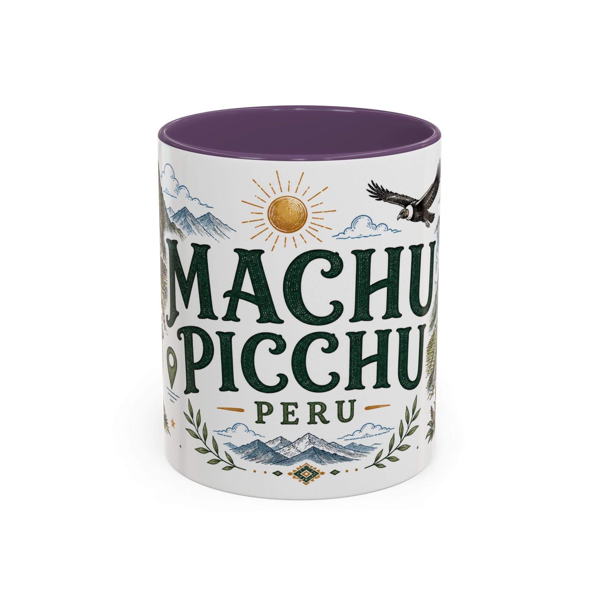 Machu Picchu Coffee Mug | Travel Destination Souvenir Gift | Accent Color Ceramic 11oz 15oz
