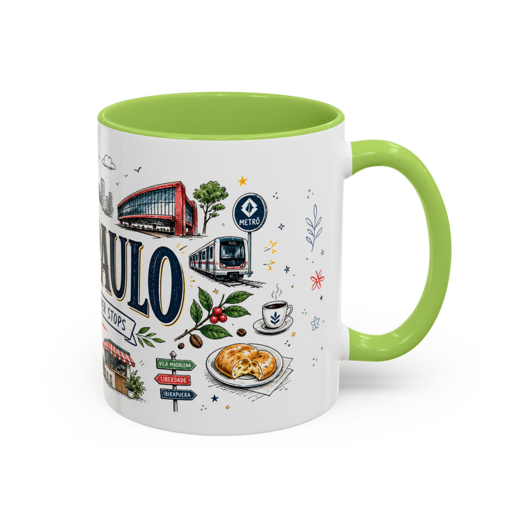 Sao Paulo Coffee Mug | Brazil Souvenir Travel Gift | Accent Color Ceramic 11oz 15oz