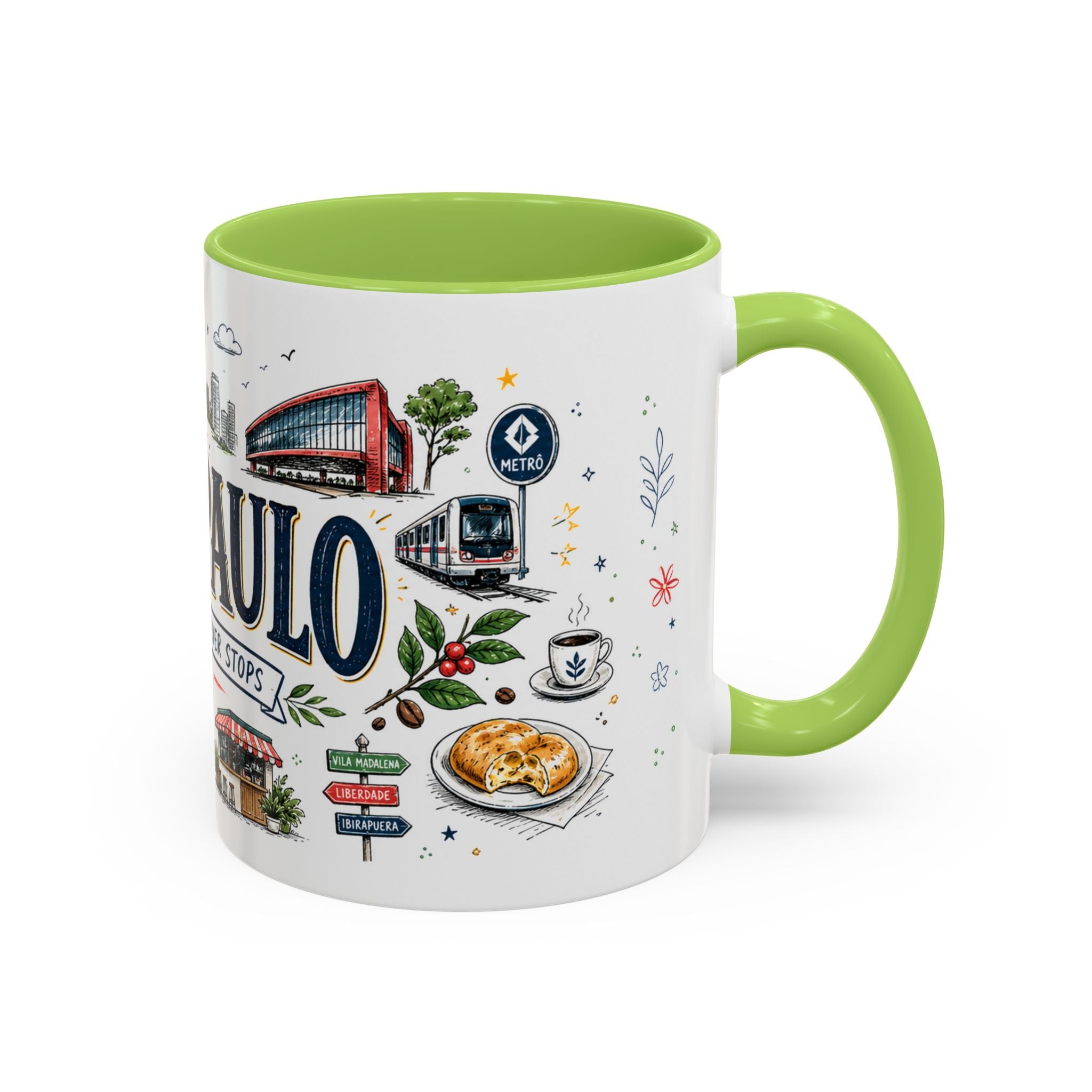 Sao Paulo Coffee Mug | Brazil Souvenir Travel Gift | Accent Color Ceramic 11oz 15oz
